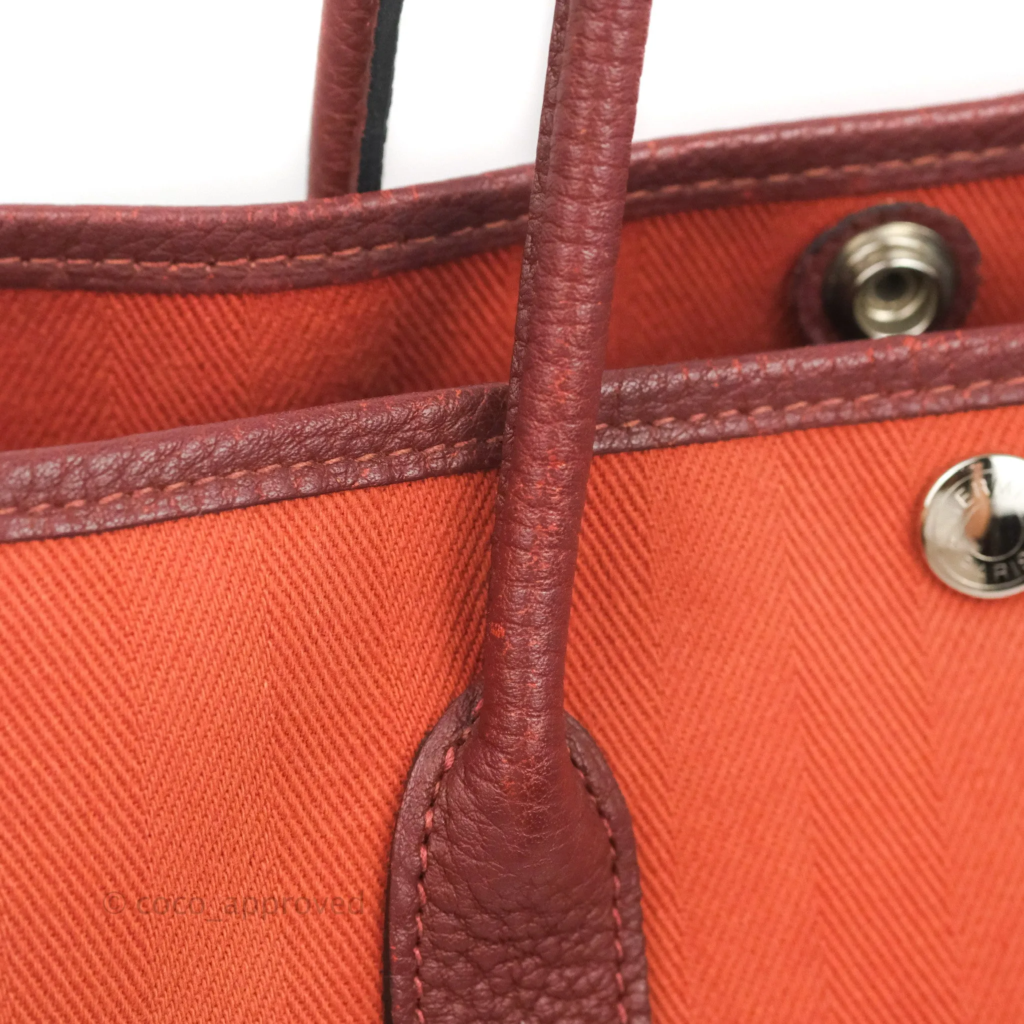 Hermes Garden Party 30 Brick/ Burgundy Canvas Negonda