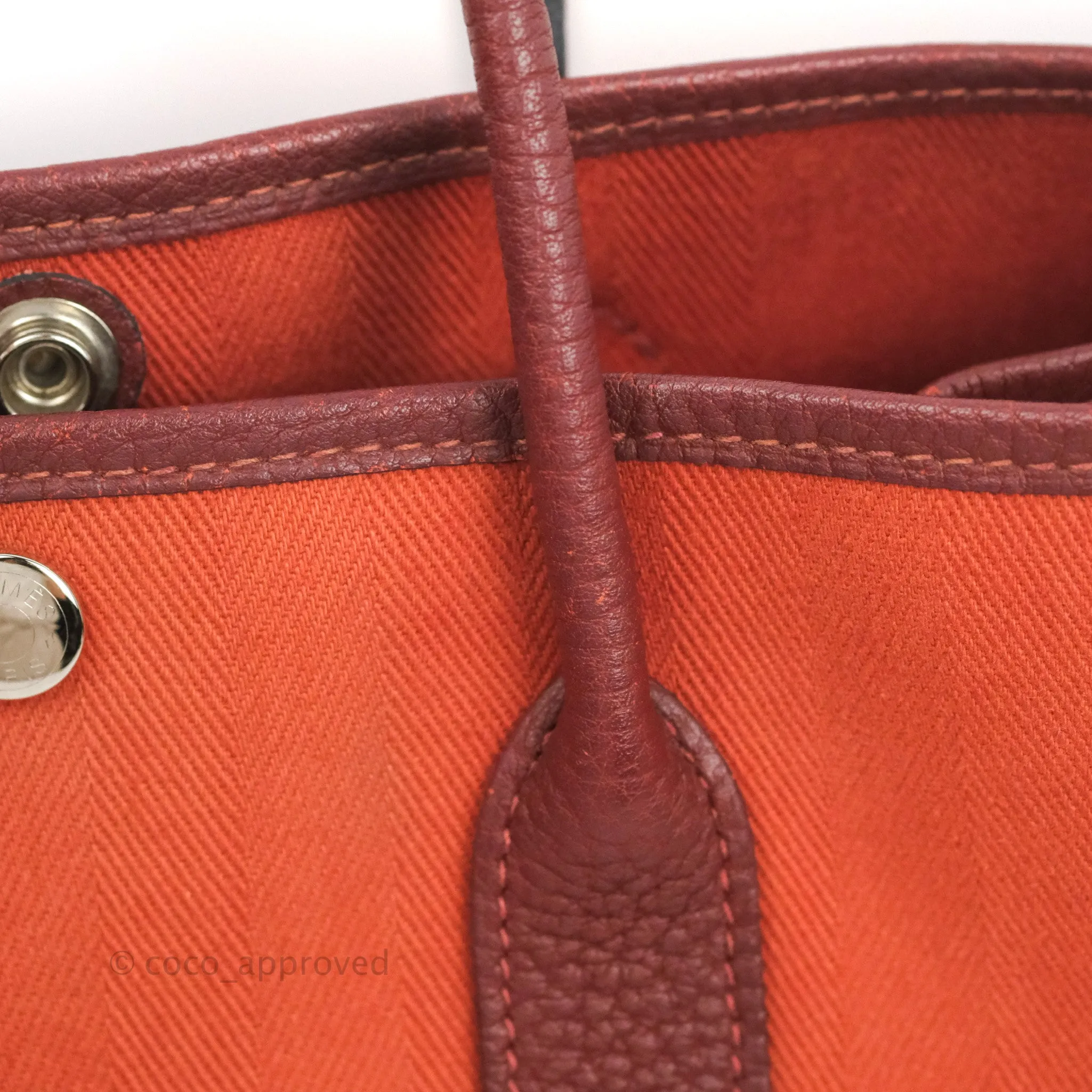 Hermes Garden Party 30 Brick/ Burgundy Canvas Negonda