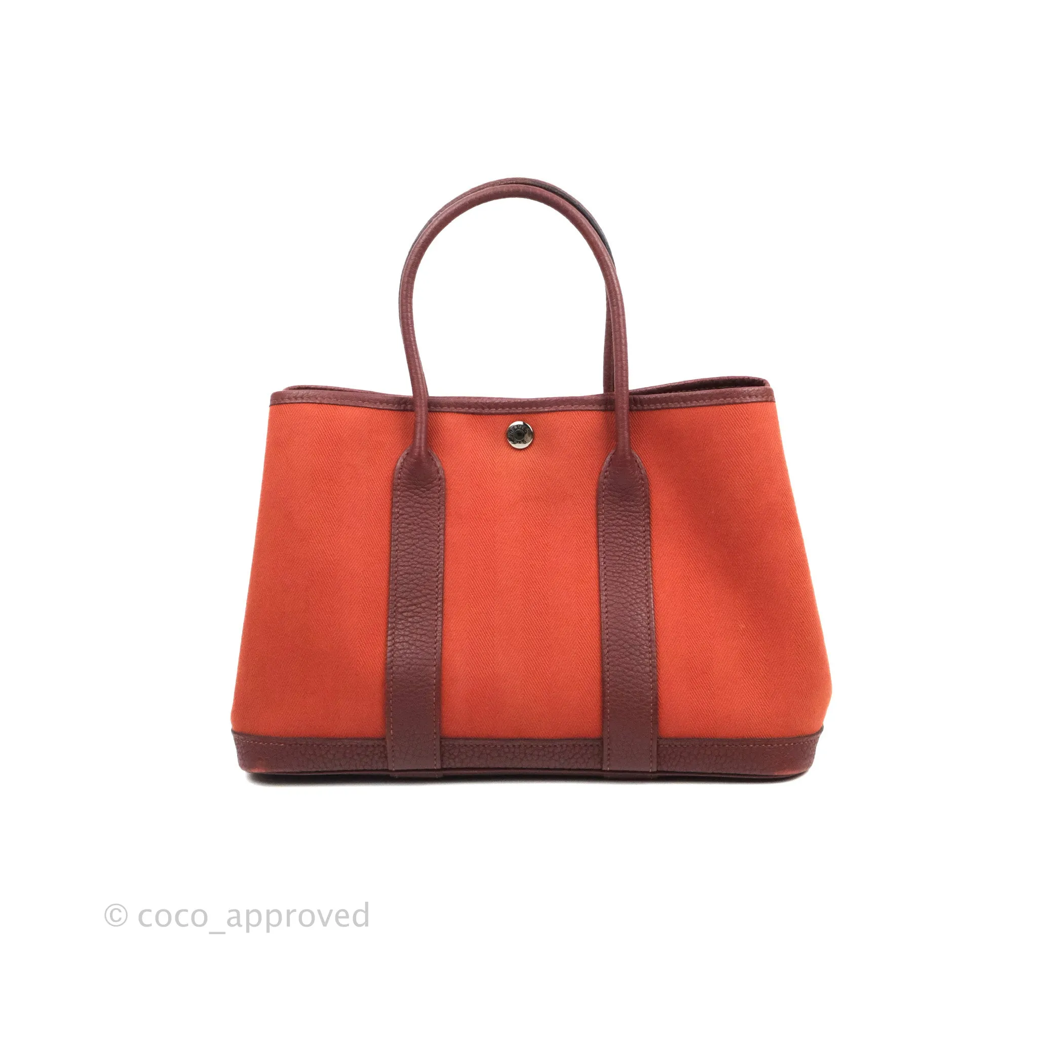 Hermes Garden Party 30 Brick/ Burgundy Canvas Negonda