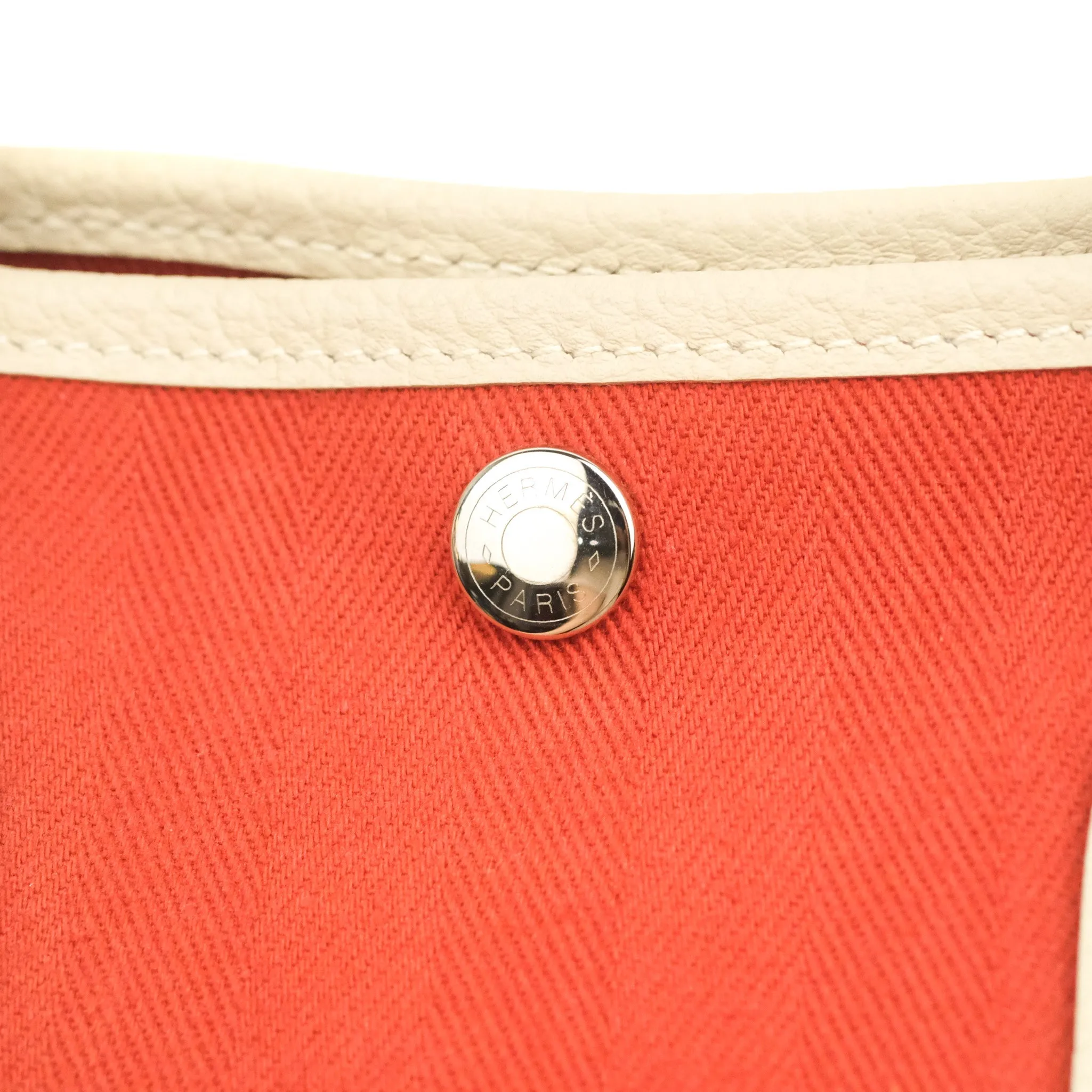 Hermes Garden Party 30 Red/Craie Canvas Negonda