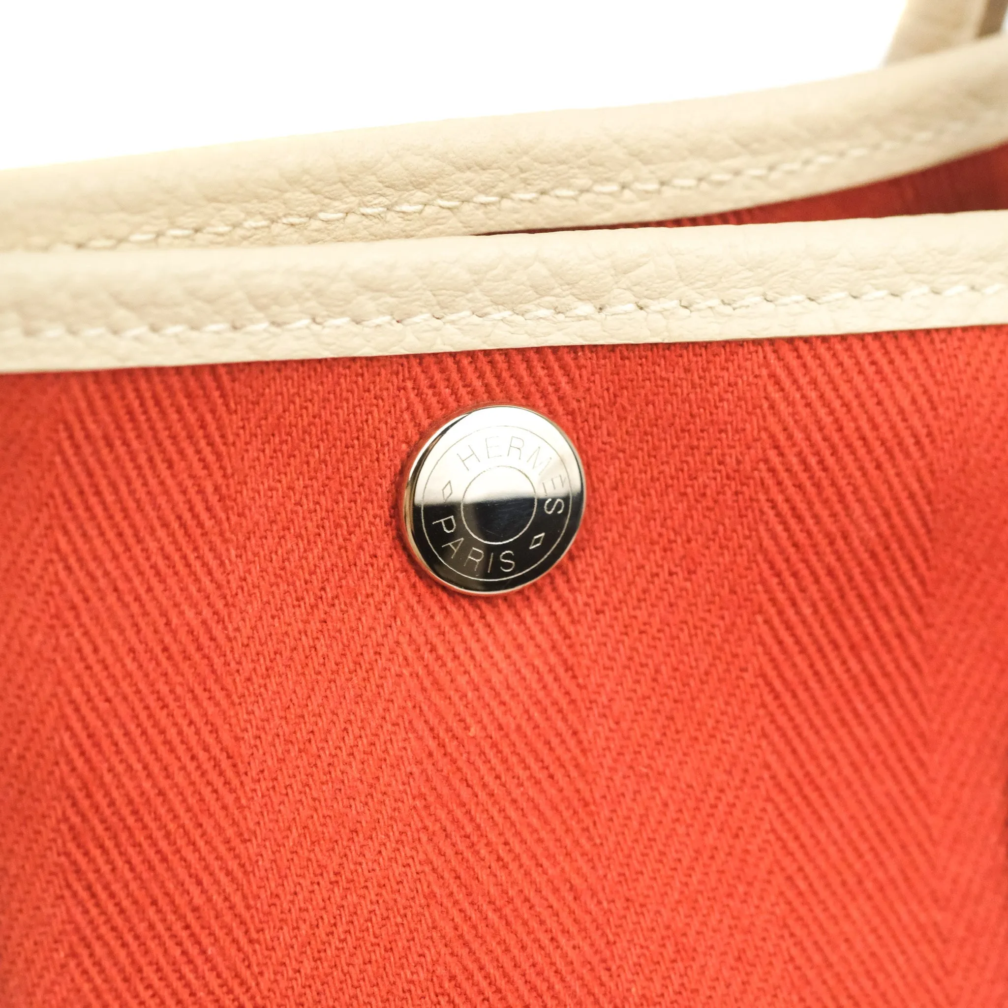 Hermes Garden Party 30 Red/Craie Canvas Negonda