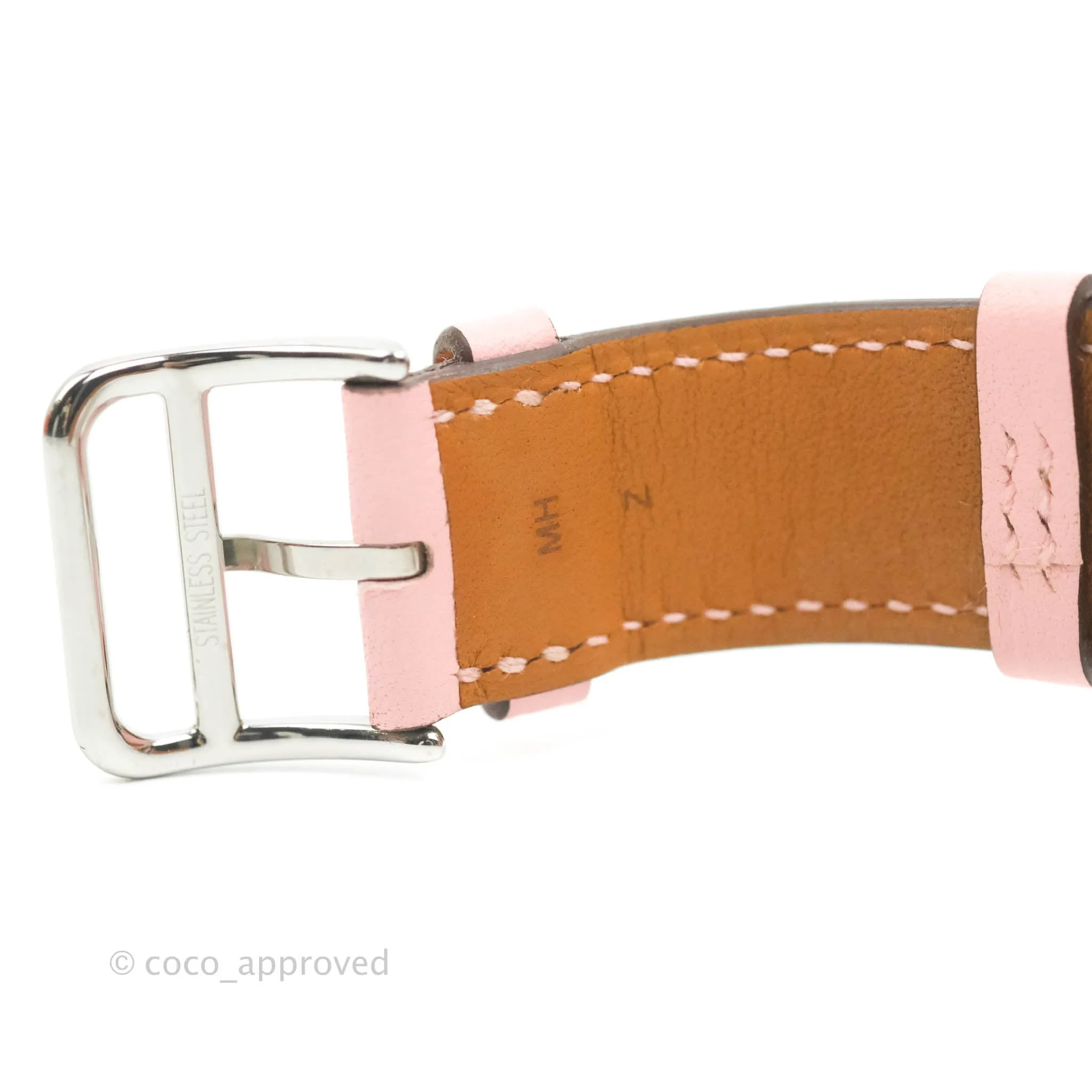 Hermes Heure H Watch Rose Sakura Swift Calfskin Silver Hardware
