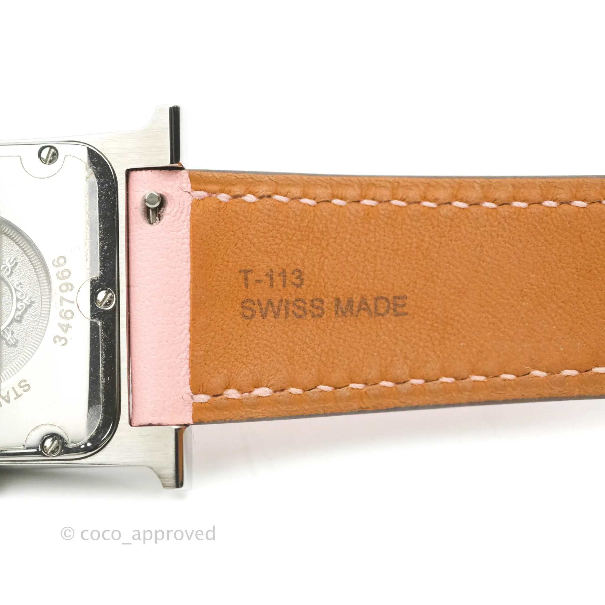 Hermes Heure H Watch Rose Sakura Swift Calfskin Silver Hardware