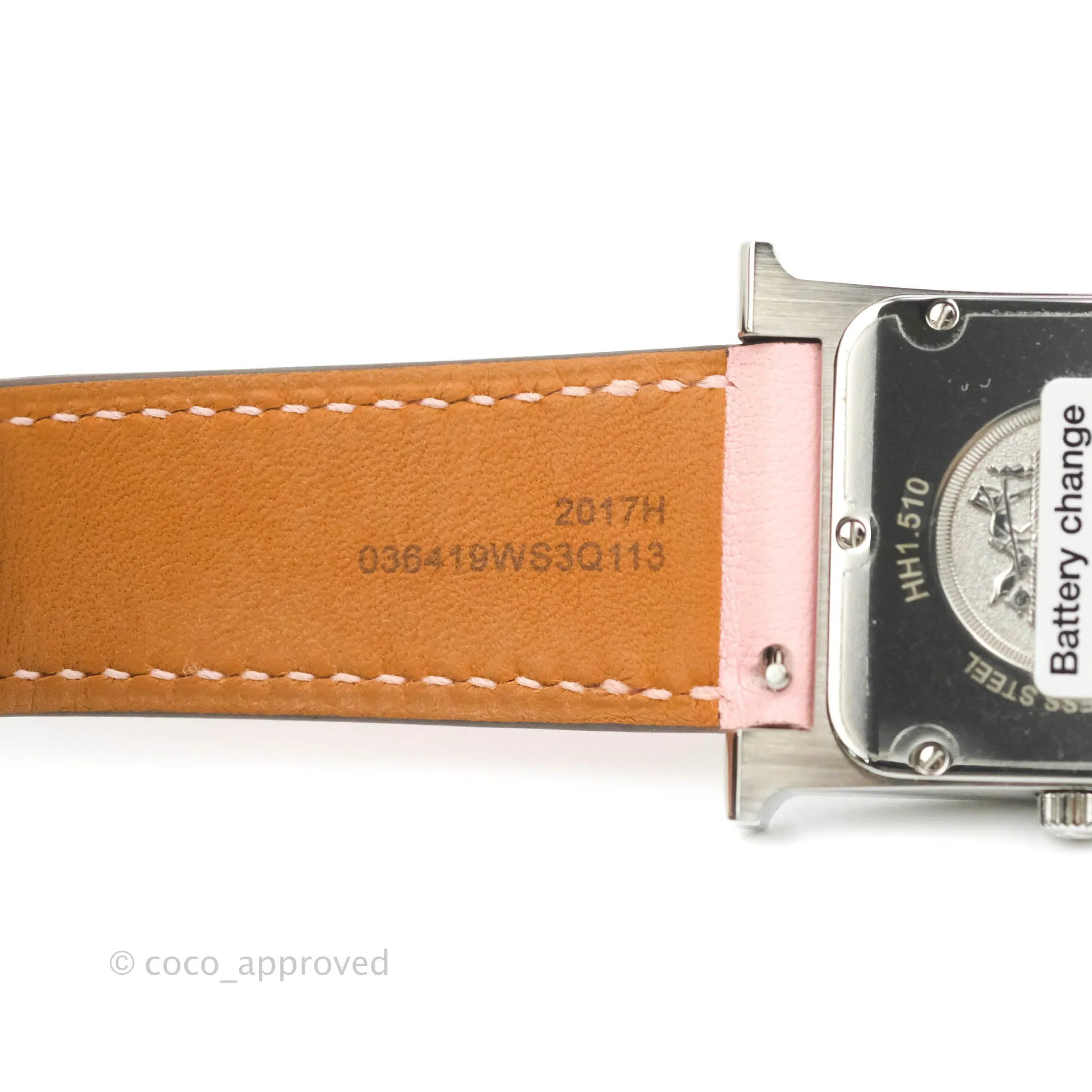 Hermes Heure H Watch Rose Sakura Swift Calfskin Silver Hardware