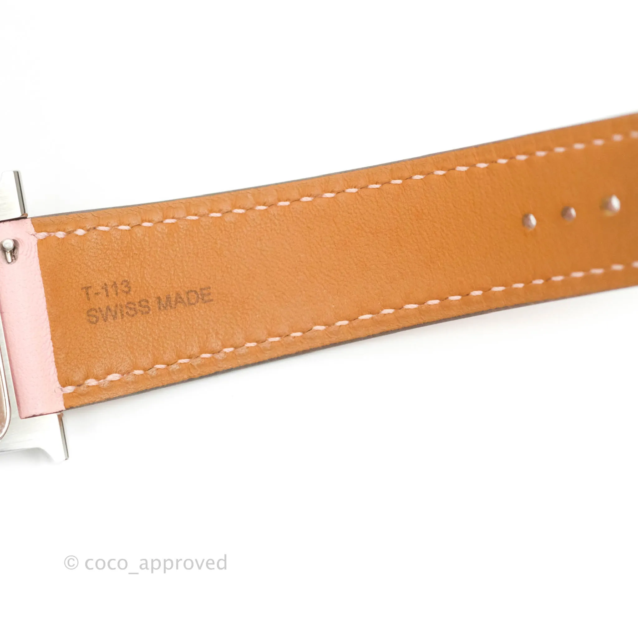 Hermes Heure H Watch Rose Sakura Swift Calfskin Silver Hardware