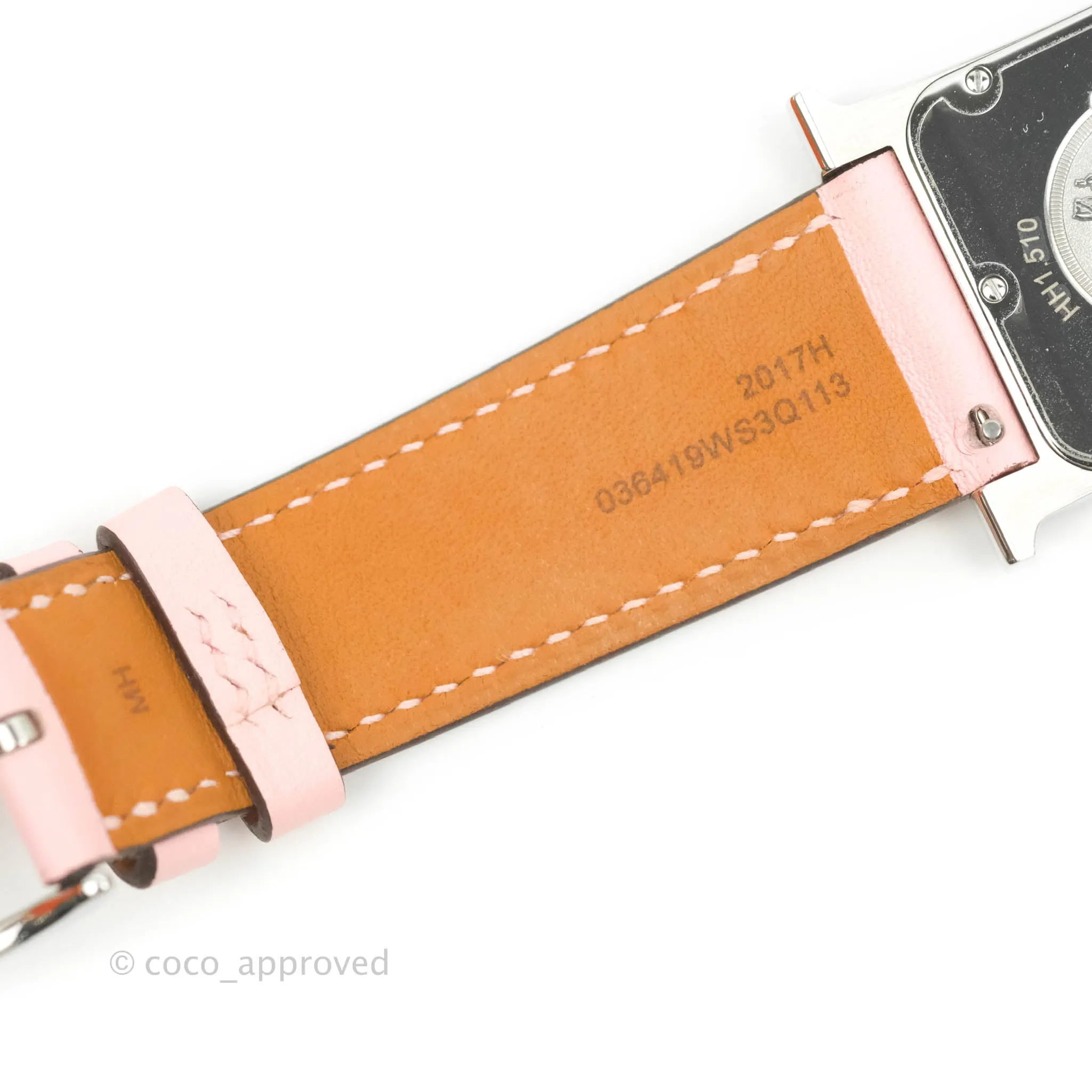 Hermes Heure H Watch Rose Sakura Swift Calfskin Silver Hardware