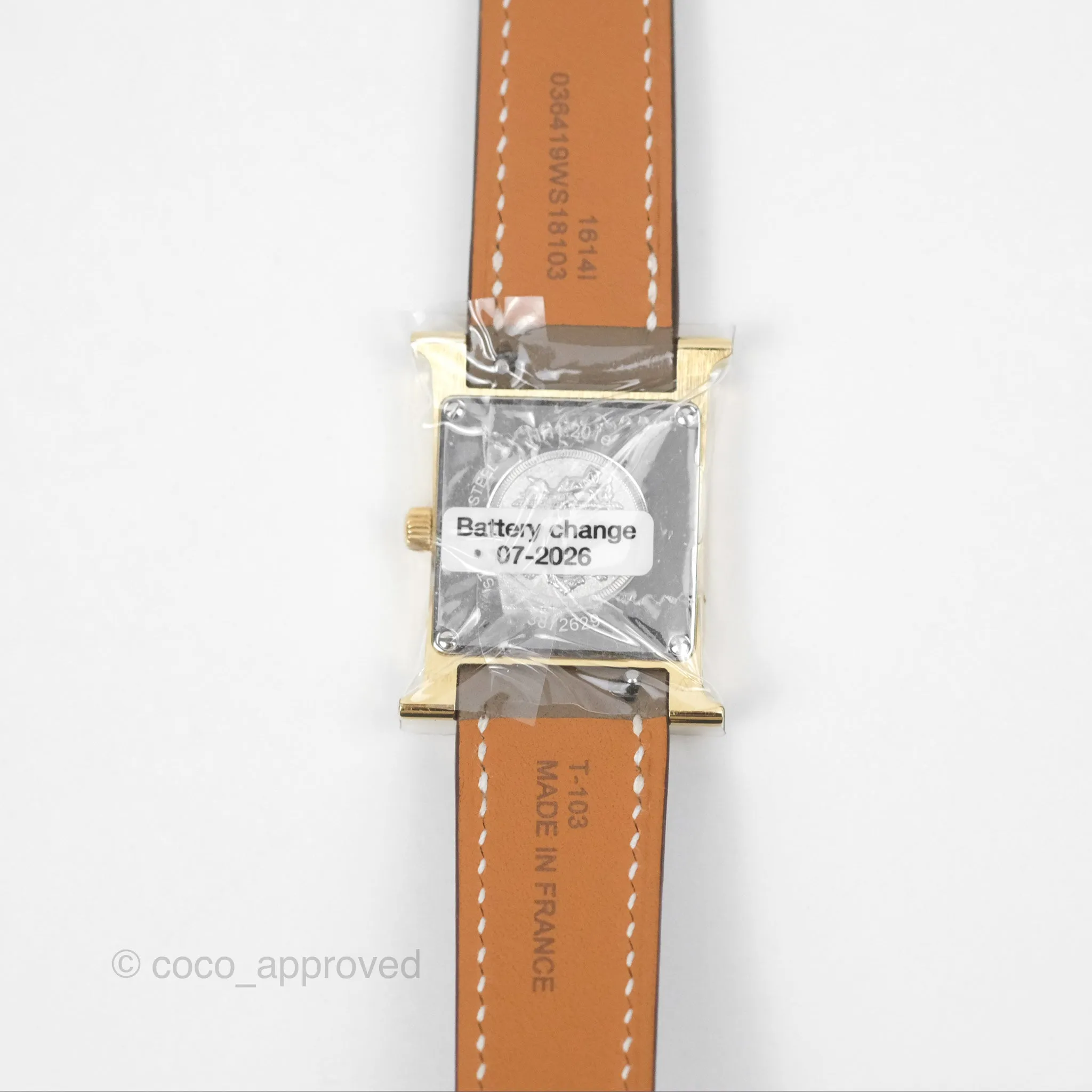 Hermes Heure H Watch Small Swift Etoupe Gold Hardware