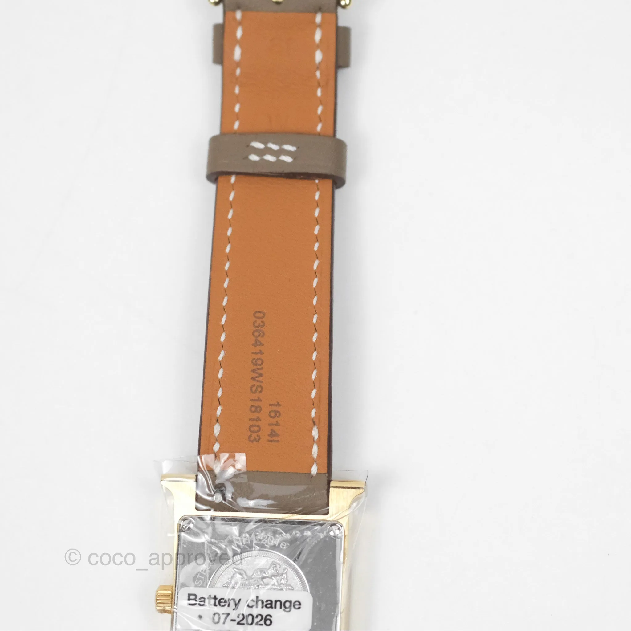 Hermes Heure H Watch Small Swift Etoupe Gold Hardware
