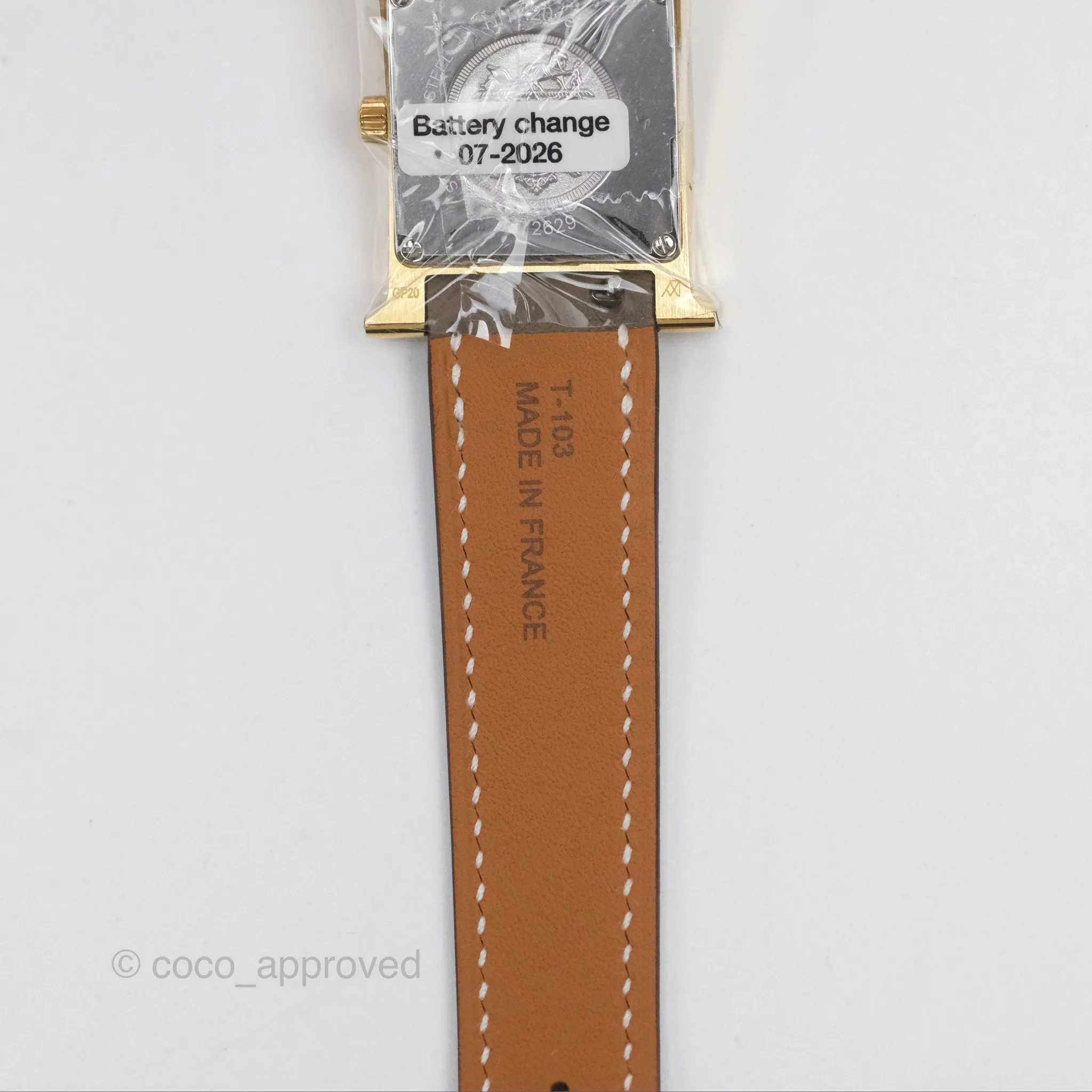 Hermes Heure H Watch Small Swift Etoupe Gold Hardware