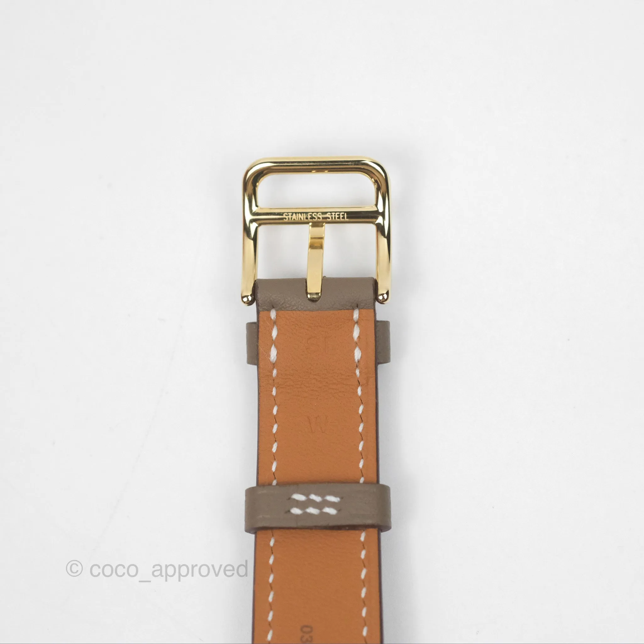 Hermes Heure H Watch Small Swift Etoupe Gold Hardware