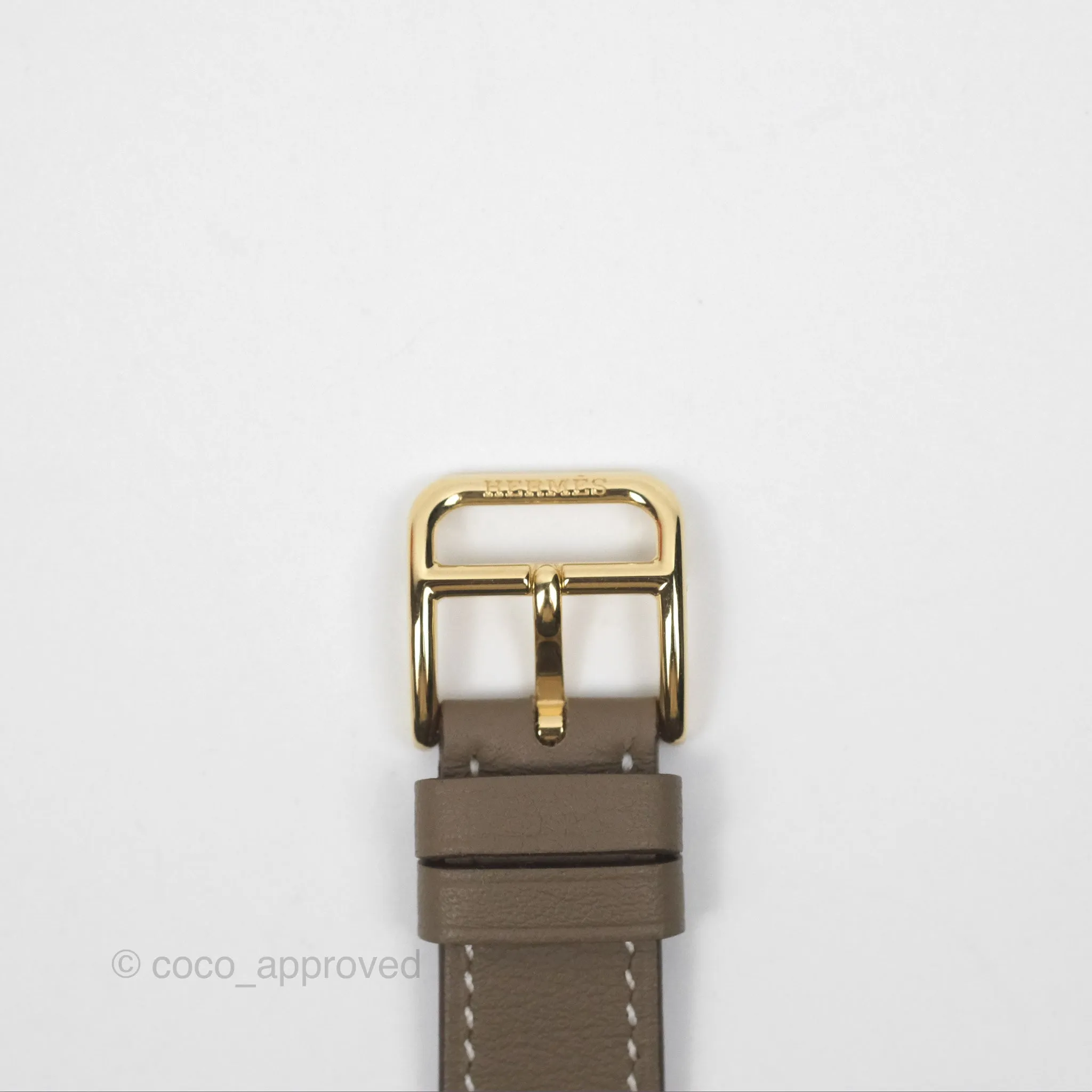 Hermes Heure H Watch Small Swift Etoupe Gold Hardware