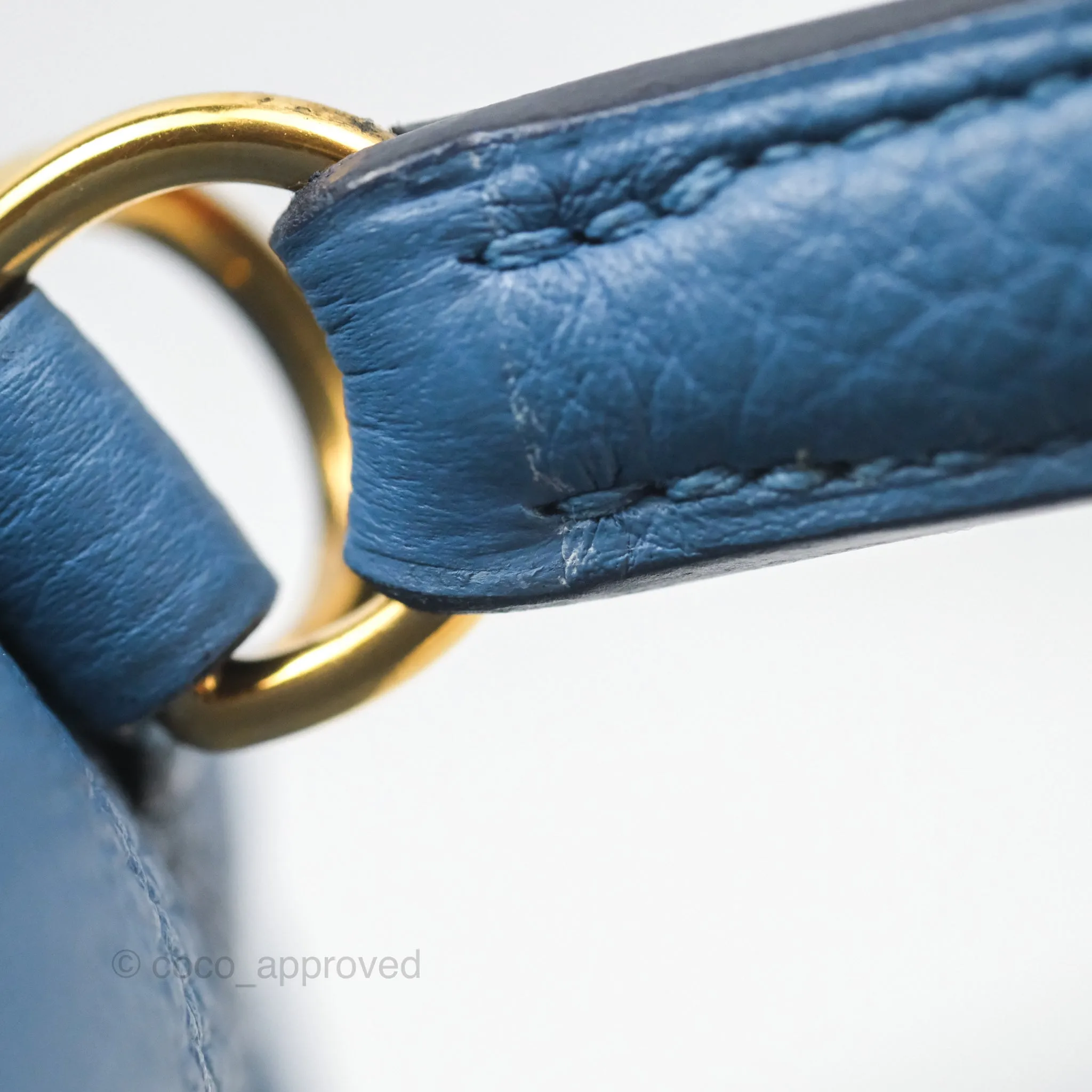 Hermes Kelly 25 Togo Bleu Azur 7R Gold Hardware