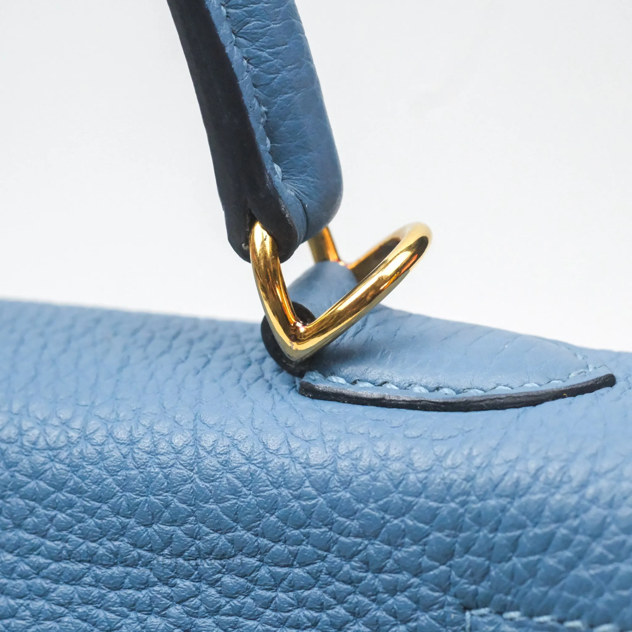 Hermes Kelly 25 Togo Bleu Azur 7R Gold Hardware