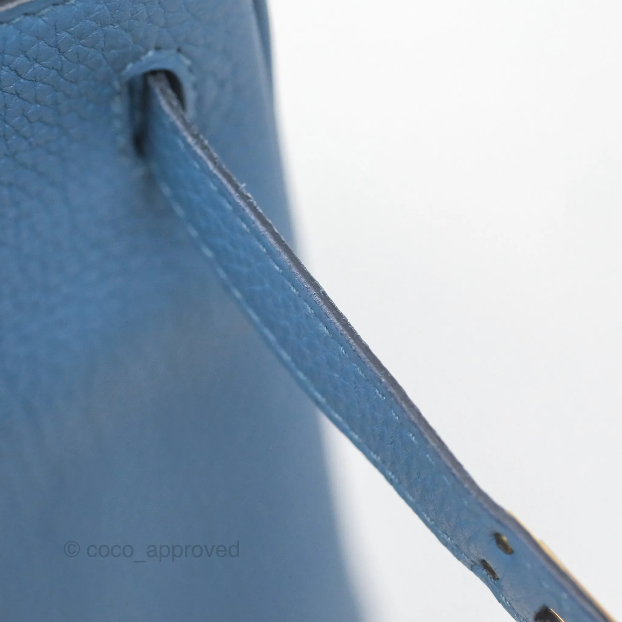 Hermes Kelly 25 Togo Bleu Azur 7R Gold Hardware