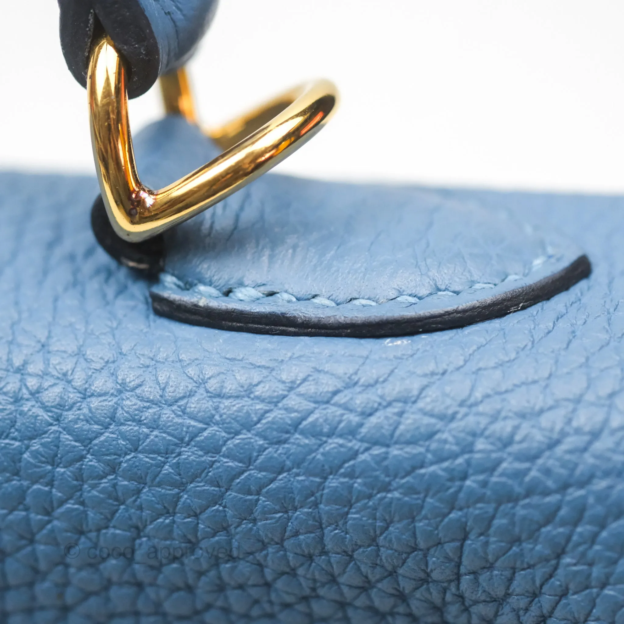 Hermes Kelly 25 Togo Bleu Azur 7R Gold Hardware