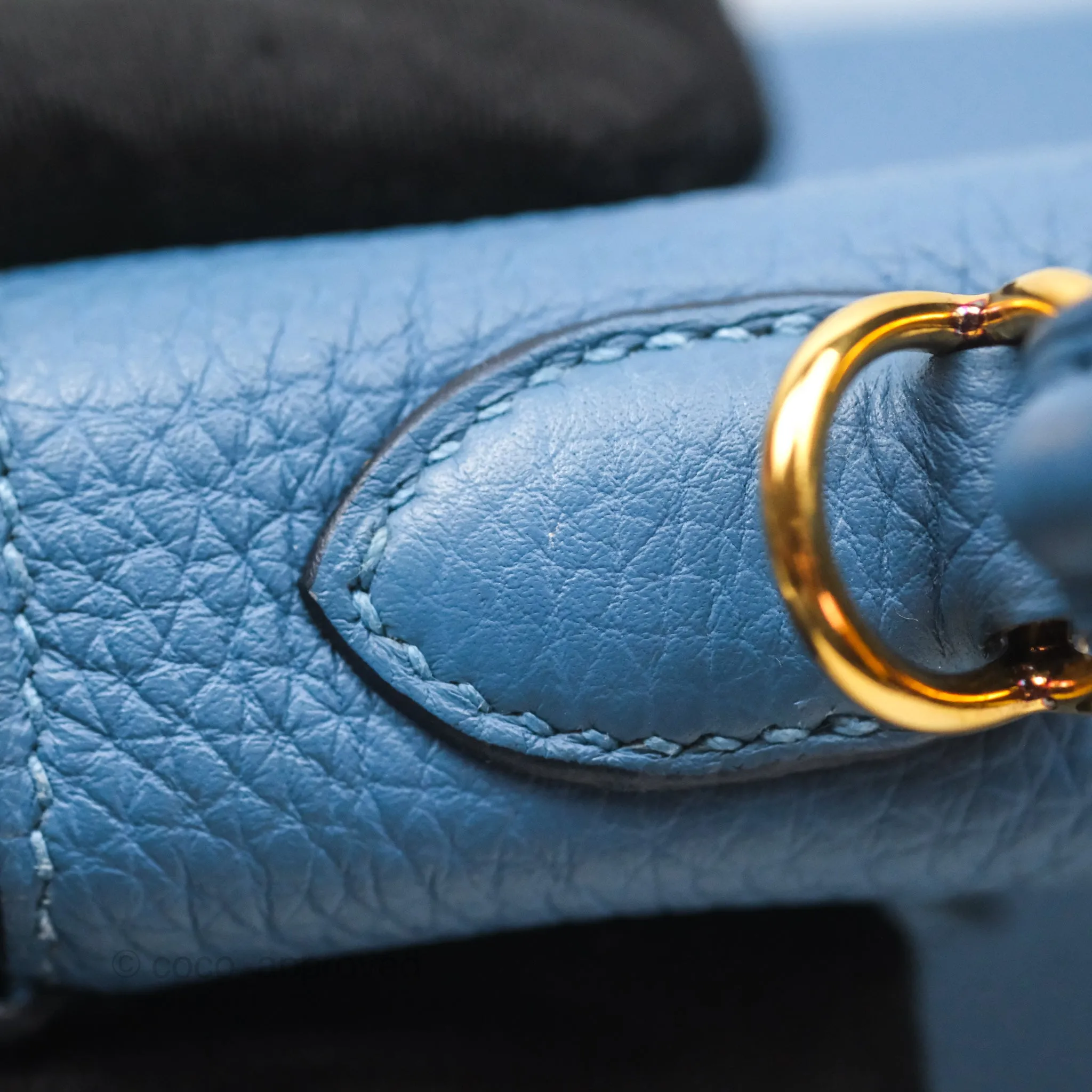 Hermes Kelly 25 Togo Bleu Azur 7R Gold Hardware