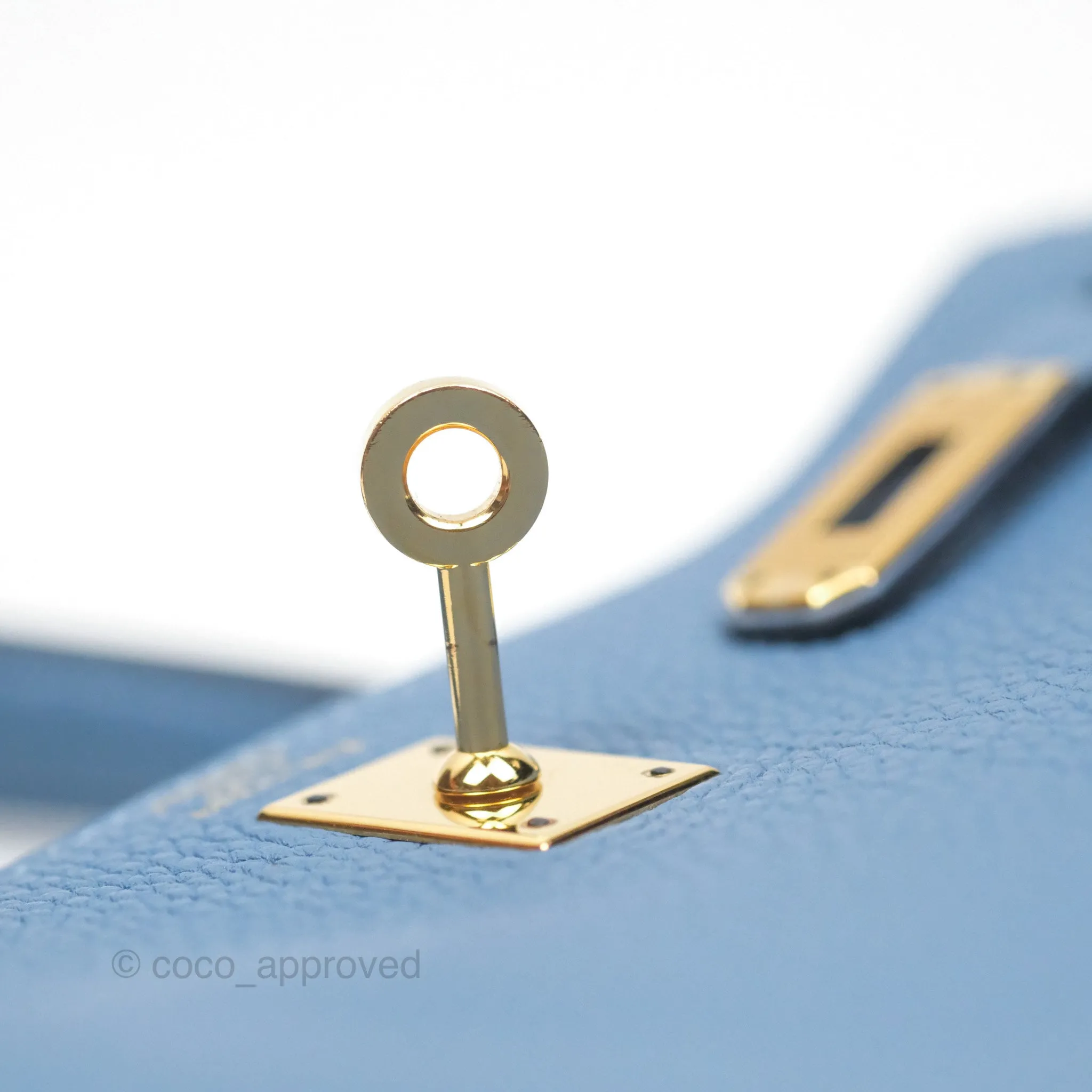 Hermes Kelly 25 Togo Bleu Azur 7R Gold Hardware