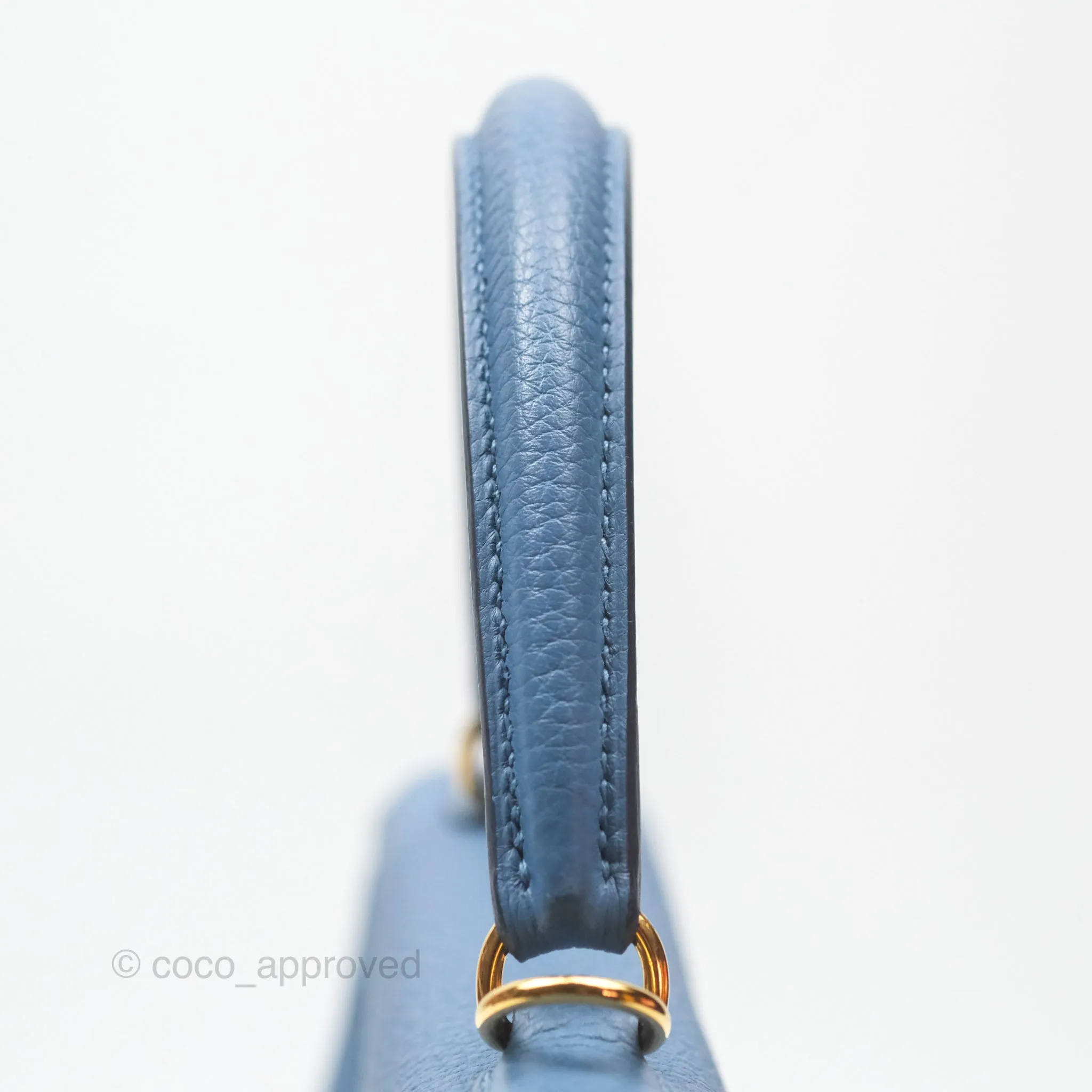 Hermes Kelly 25 Togo Bleu Azur 7R Gold Hardware