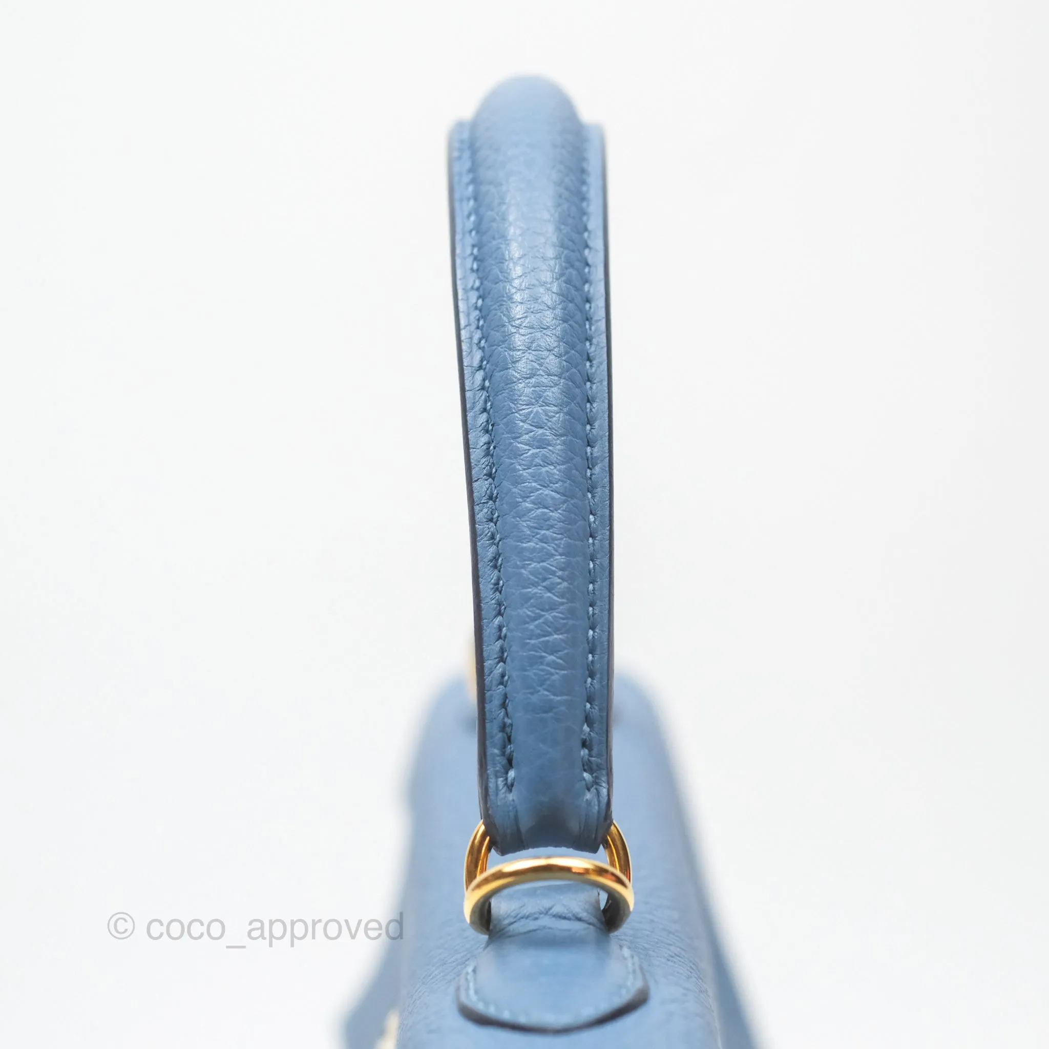 Hermes Kelly 25 Togo Bleu Azur 7R Gold Hardware