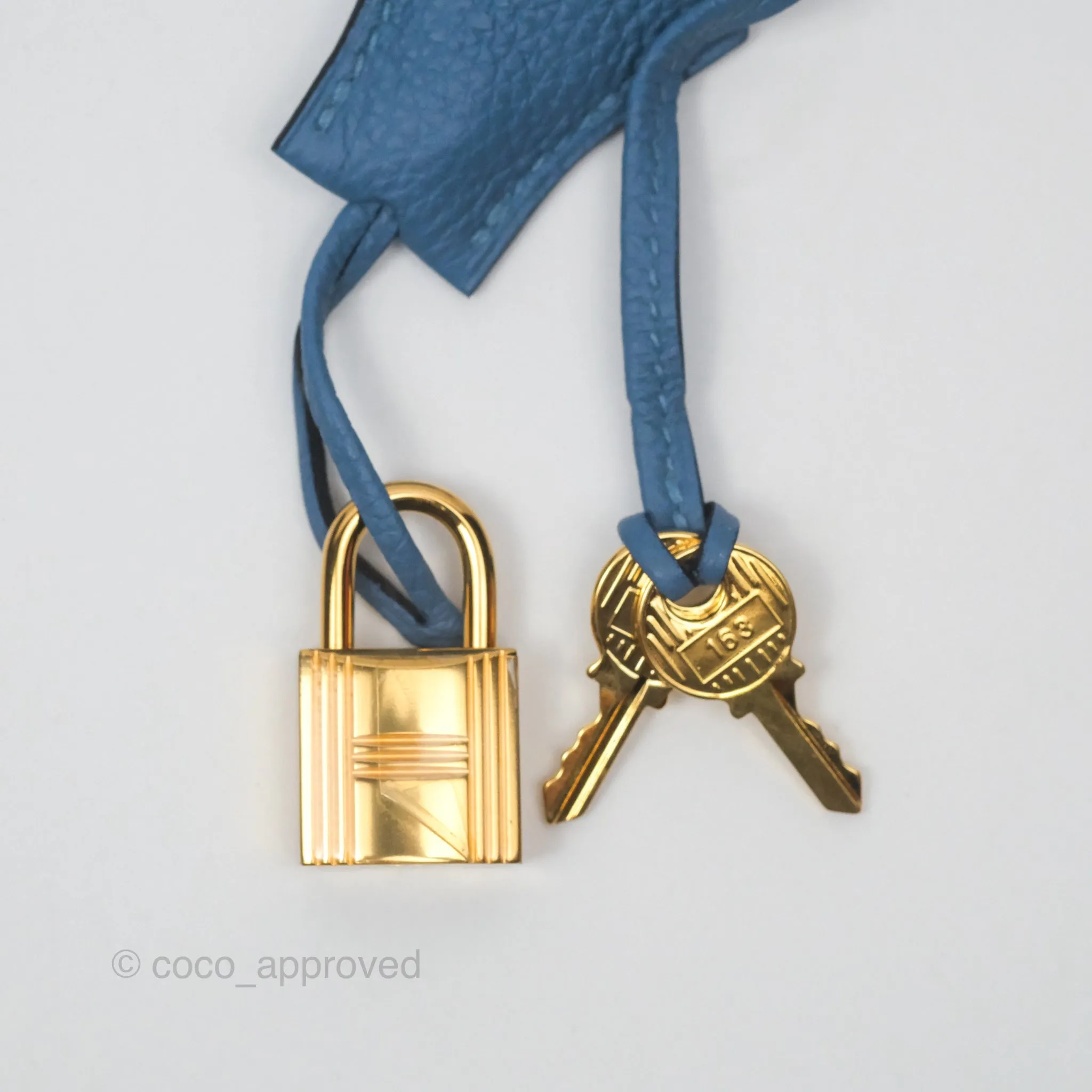 Hermes Kelly 25 Togo Bleu Azur 7R Gold Hardware