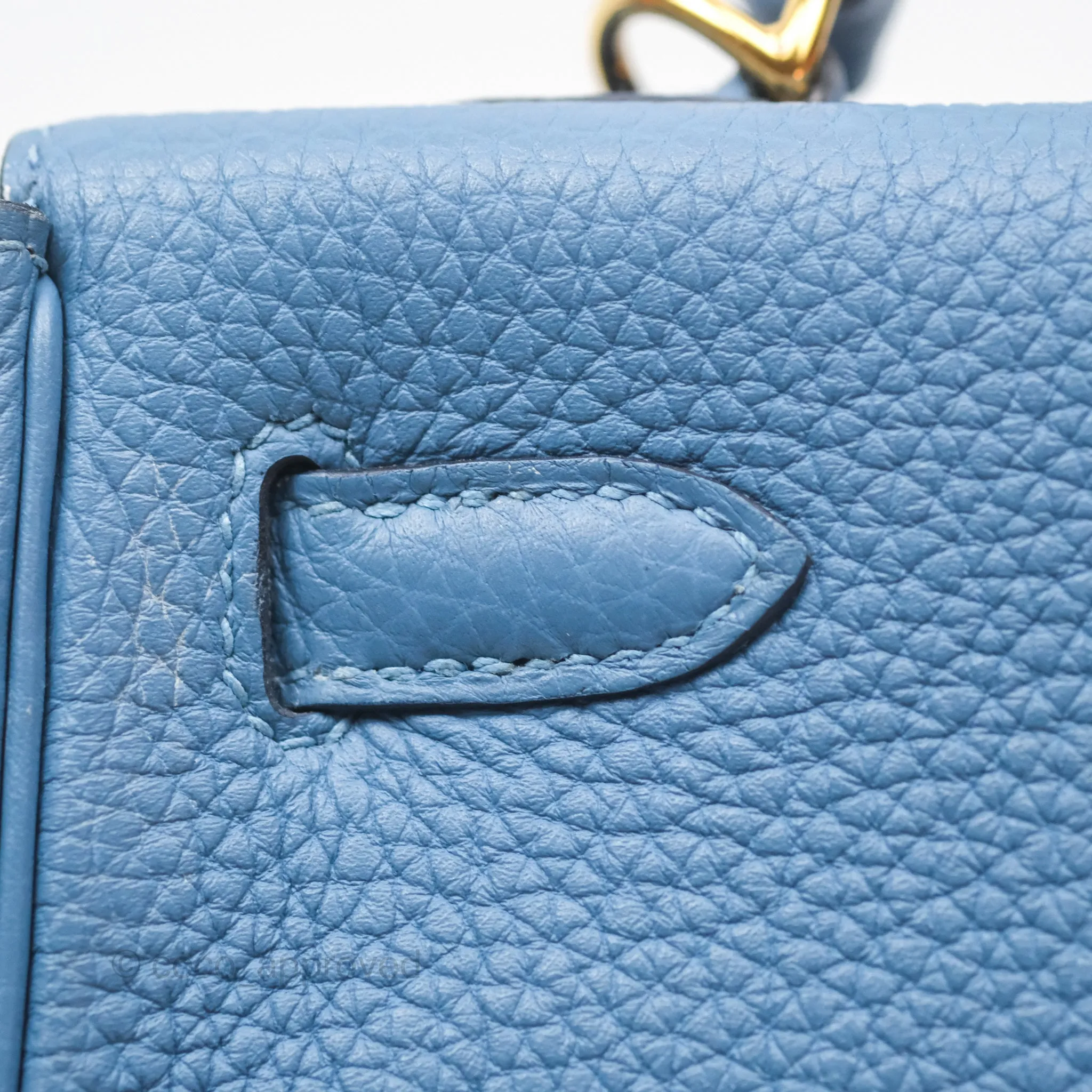 Hermes Kelly 25 Togo Bleu Azur 7R Gold Hardware