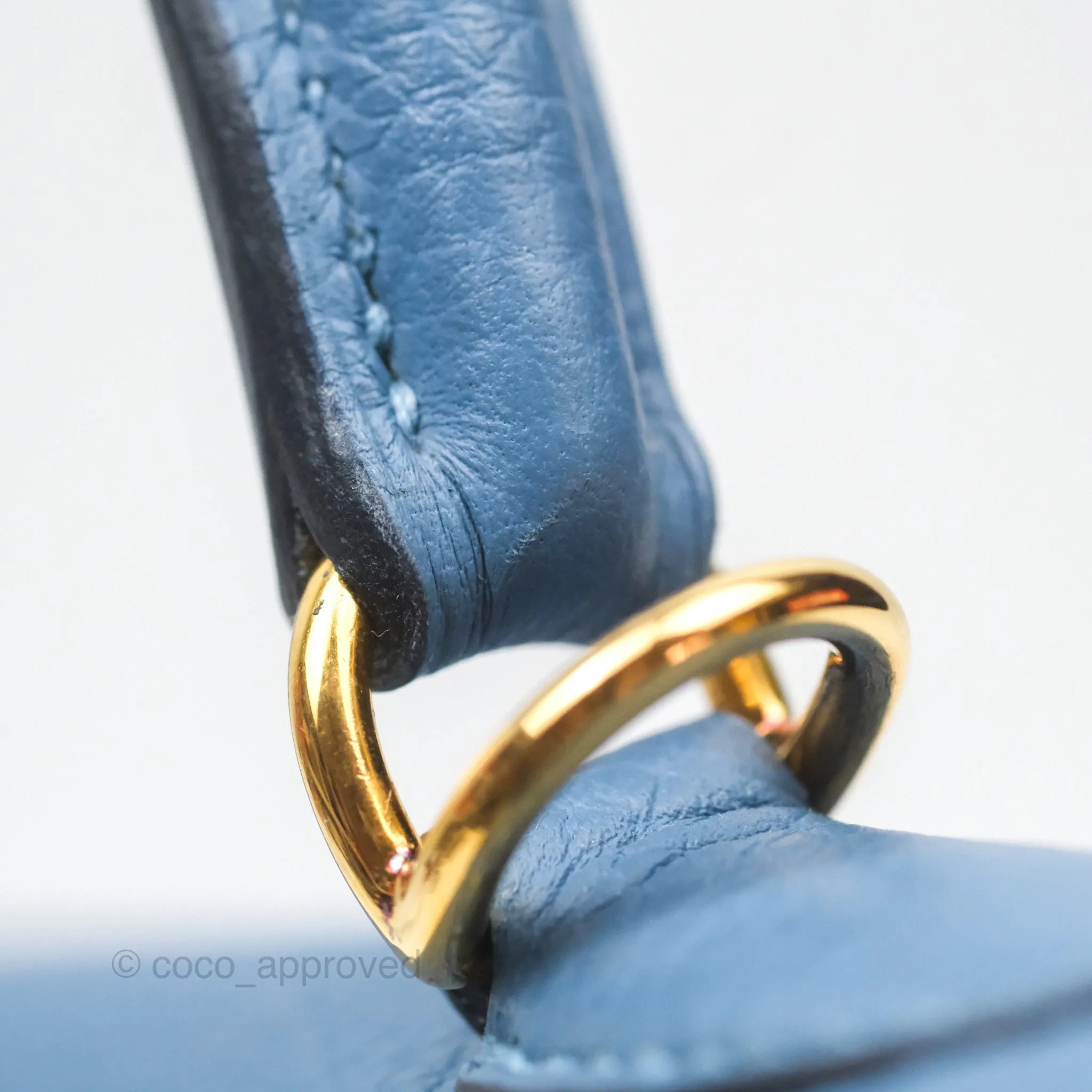Hermes Kelly 25 Togo Bleu Azur 7R Gold Hardware