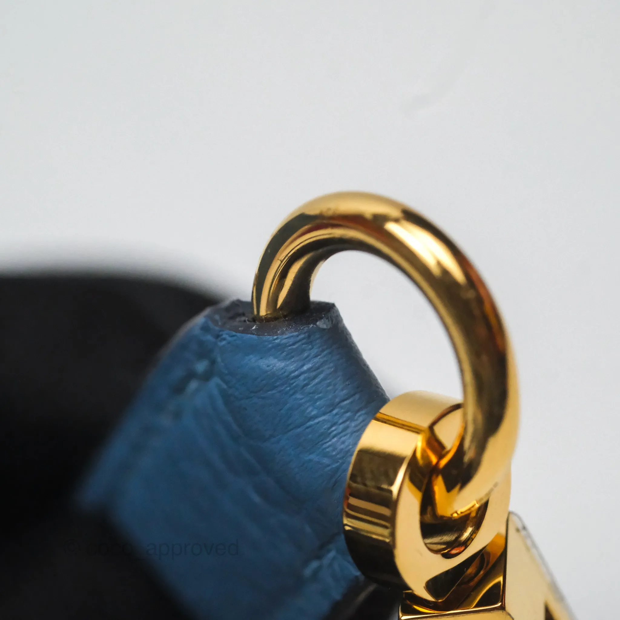Hermes Kelly 25 Togo Bleu Azur 7R Gold Hardware
