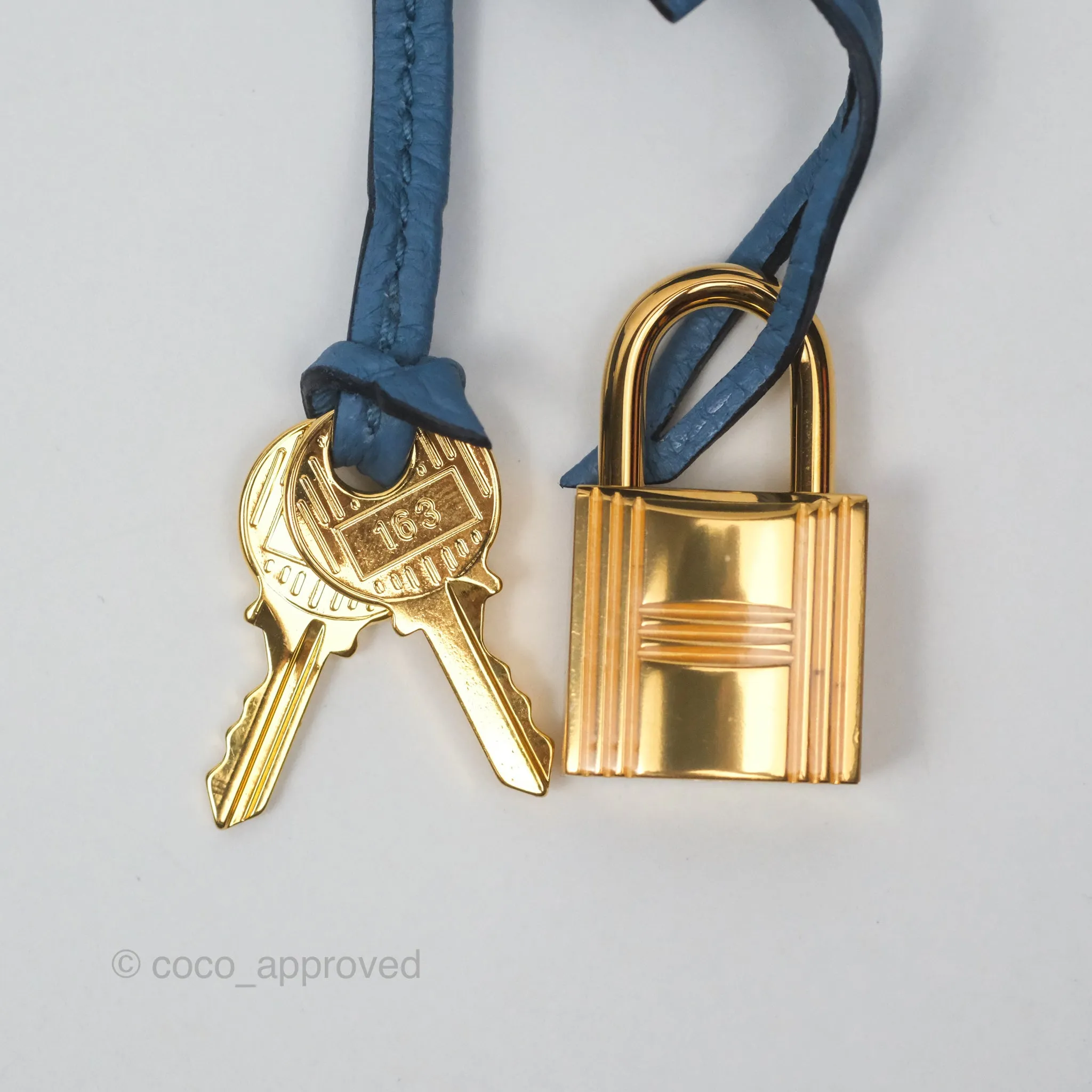 Hermes Kelly 25 Togo Bleu Azur 7R Gold Hardware