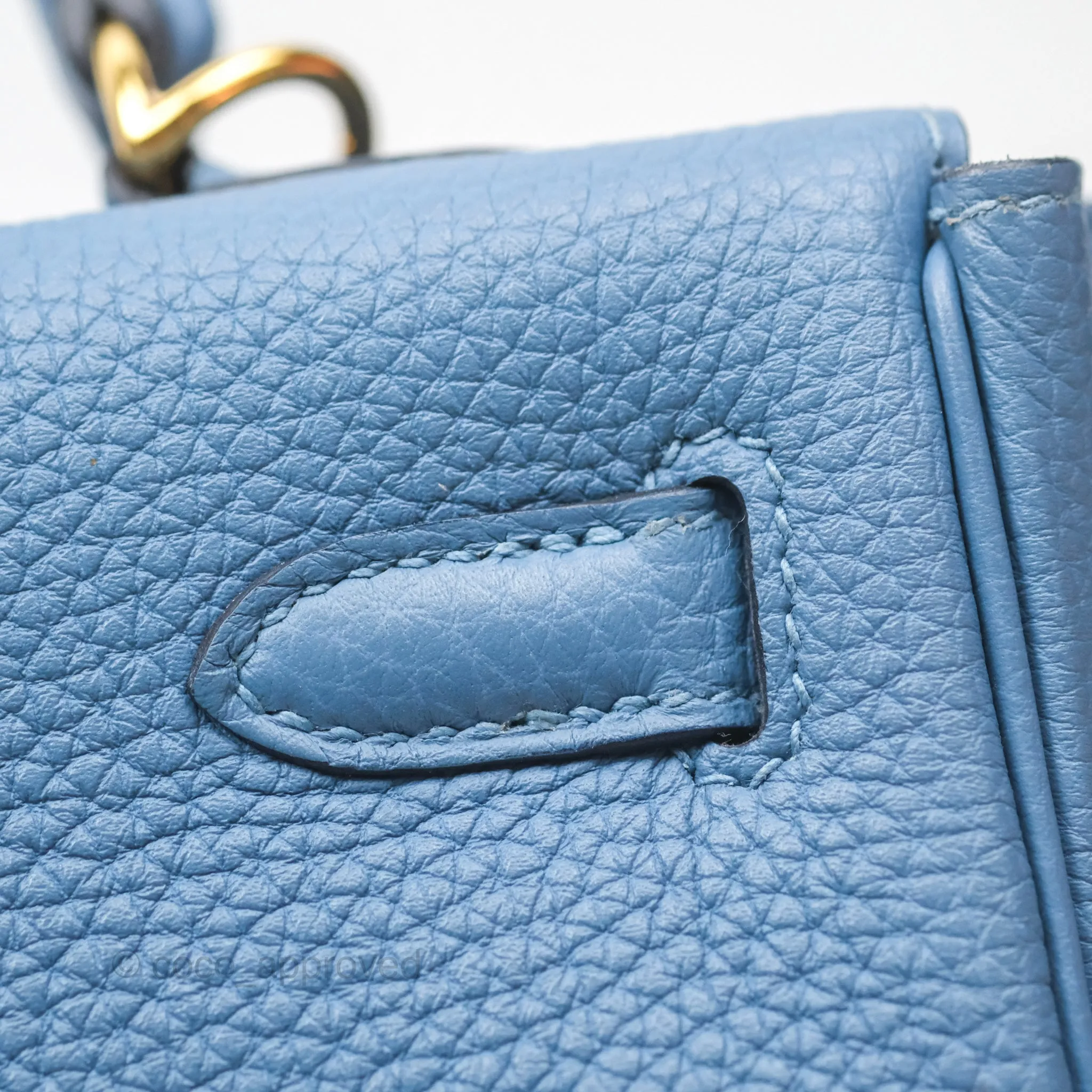 Hermes Kelly 25 Togo Bleu Azur 7R Gold Hardware
