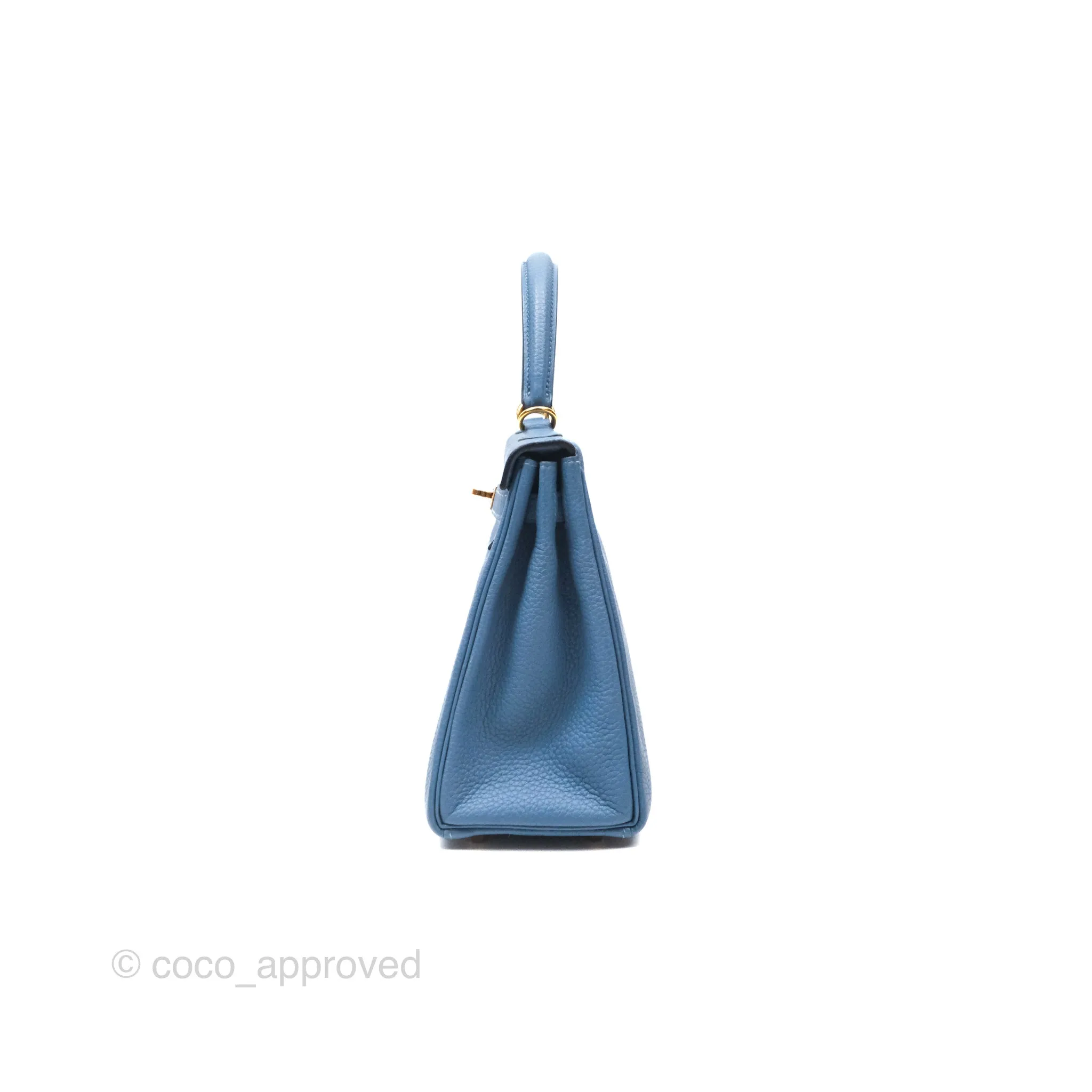 Hermes Kelly 25 Togo Bleu Azur 7R Gold Hardware