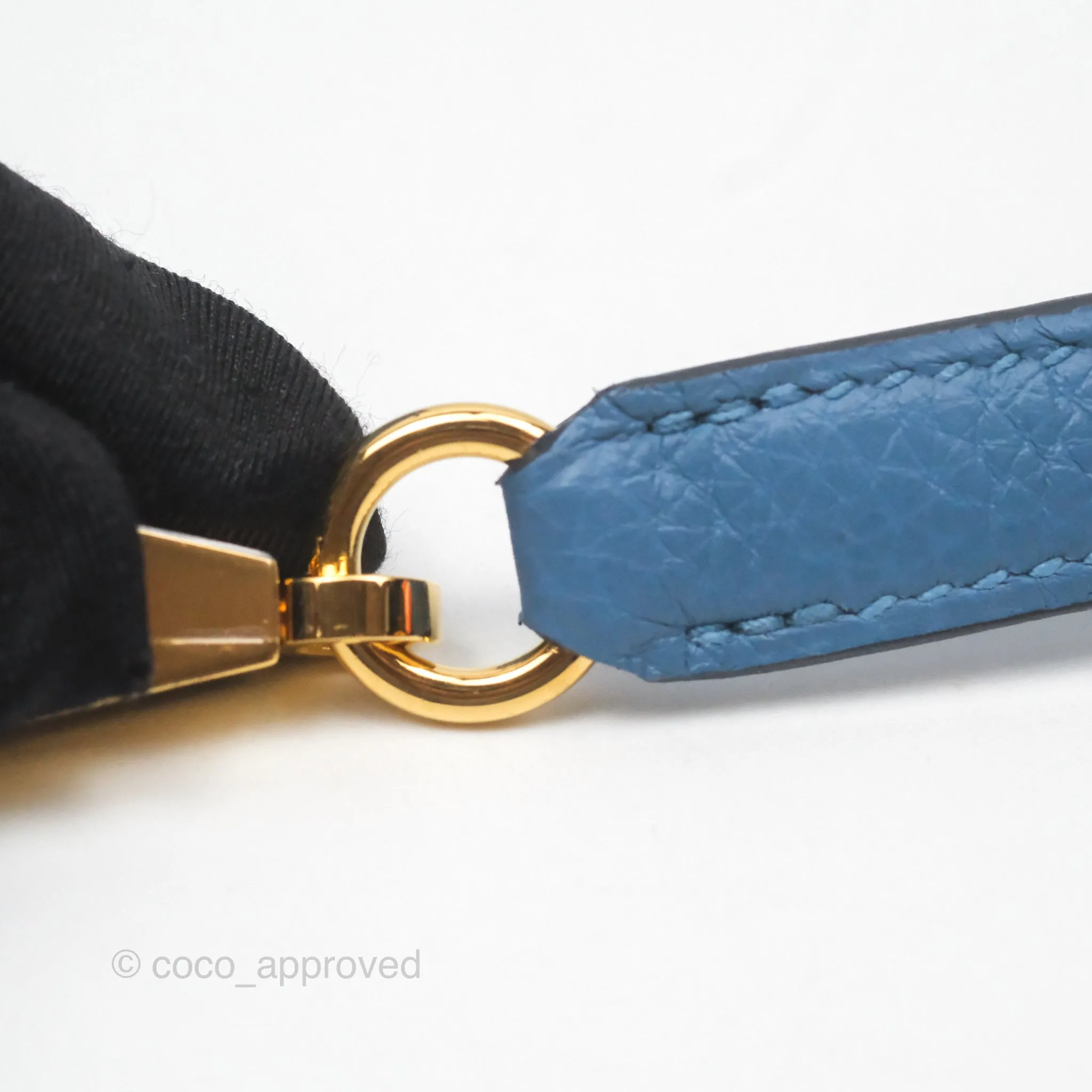 Hermes Kelly 25 Togo Bleu Azur 7R Gold Hardware