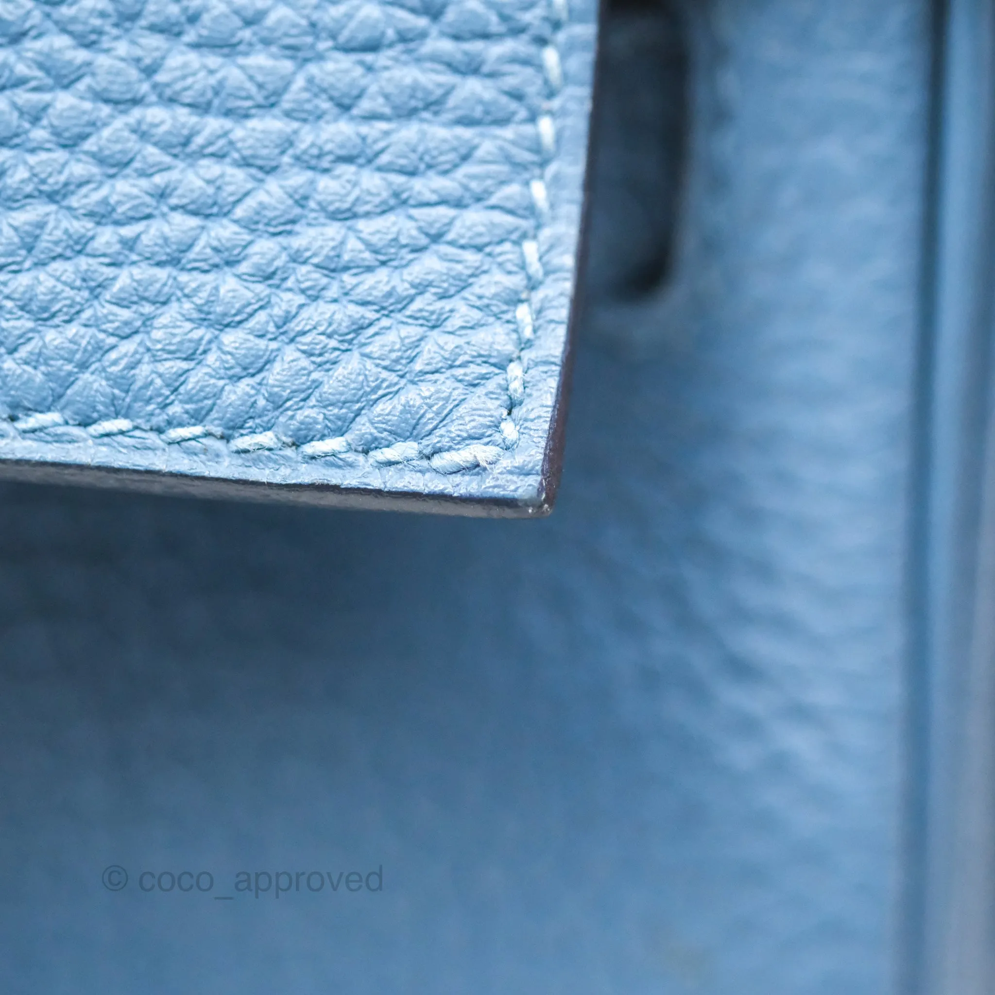 Hermes Kelly 25 Togo Bleu Azur 7R Gold Hardware