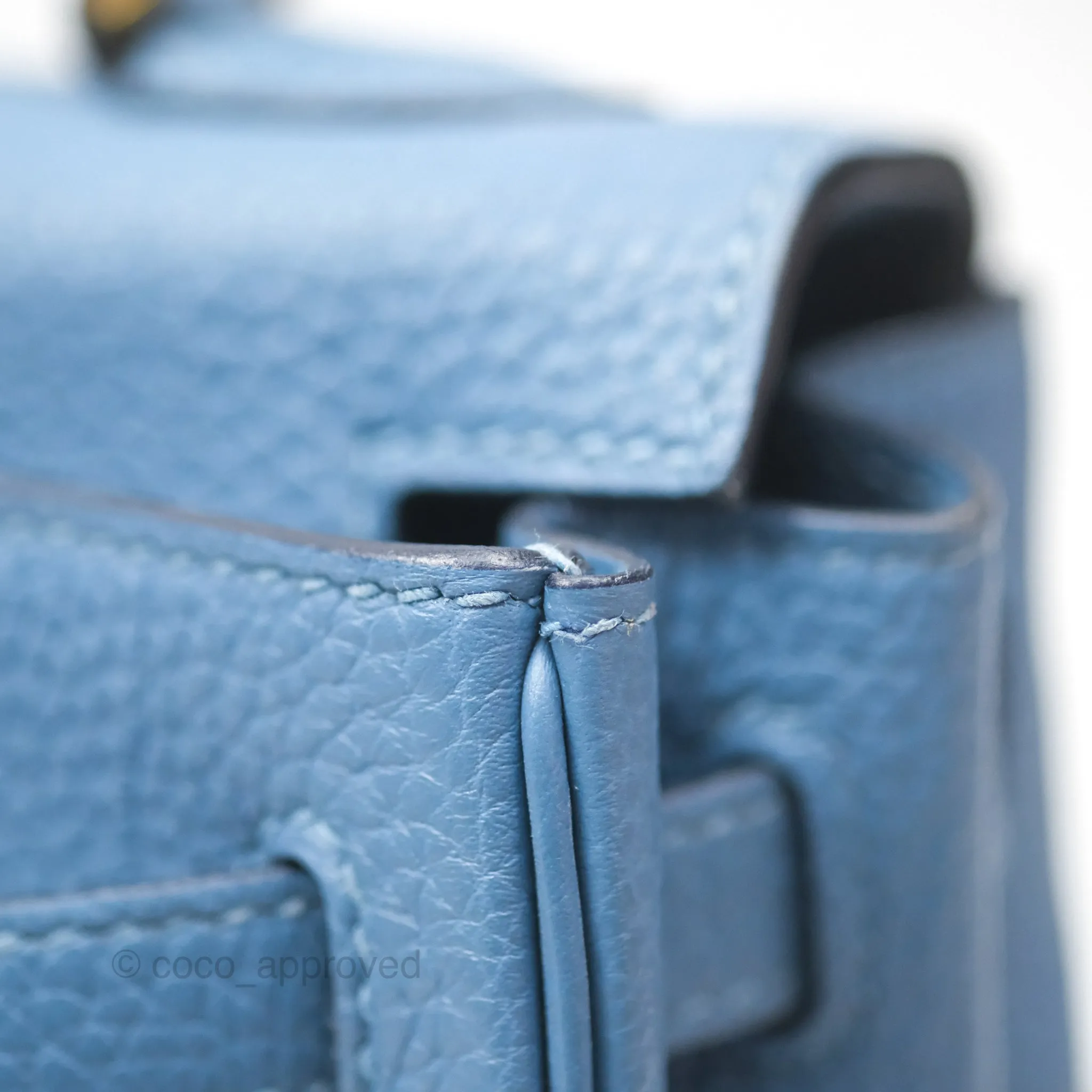 Hermes Kelly 25 Togo Bleu Azur 7R Gold Hardware