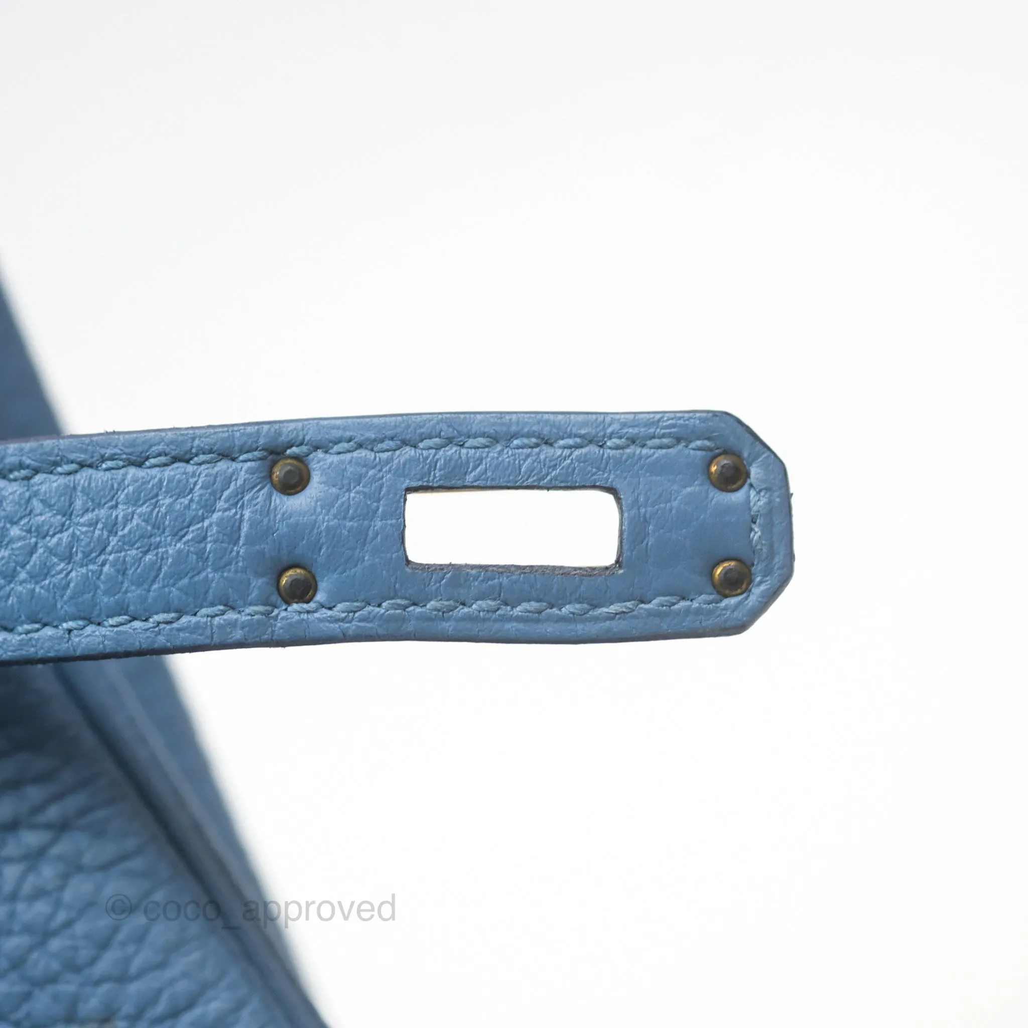 Hermes Kelly 25 Togo Bleu Azur 7R Gold Hardware