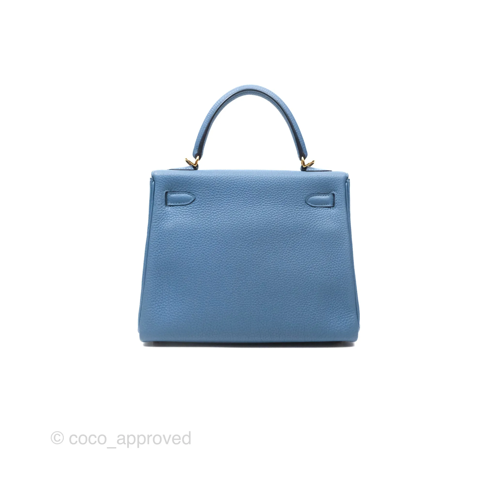 Hermes Kelly 25 Togo Bleu Azur 7R Gold Hardware
