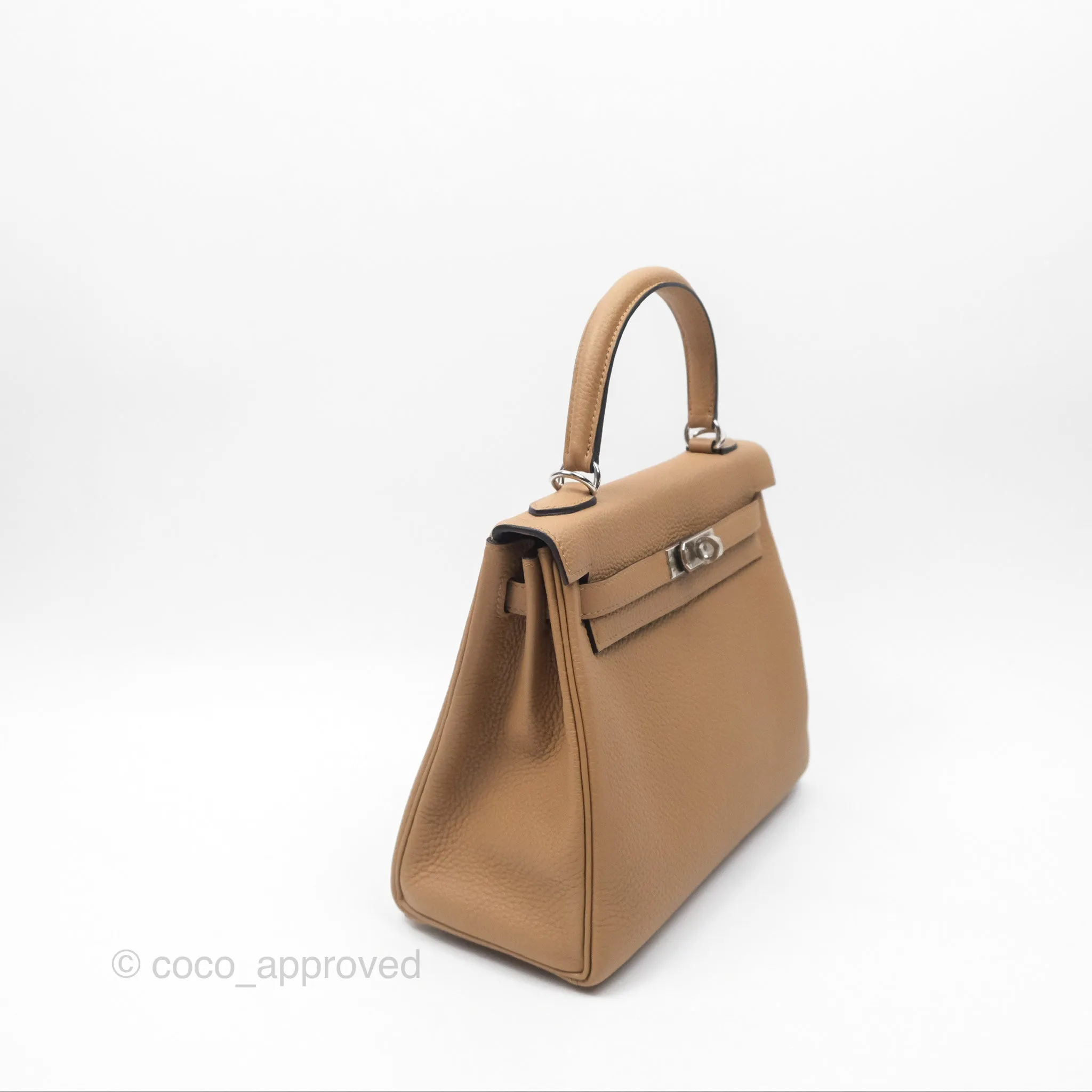 Hermes Kelly 25 Togo Chai 0M Palladium Hardware