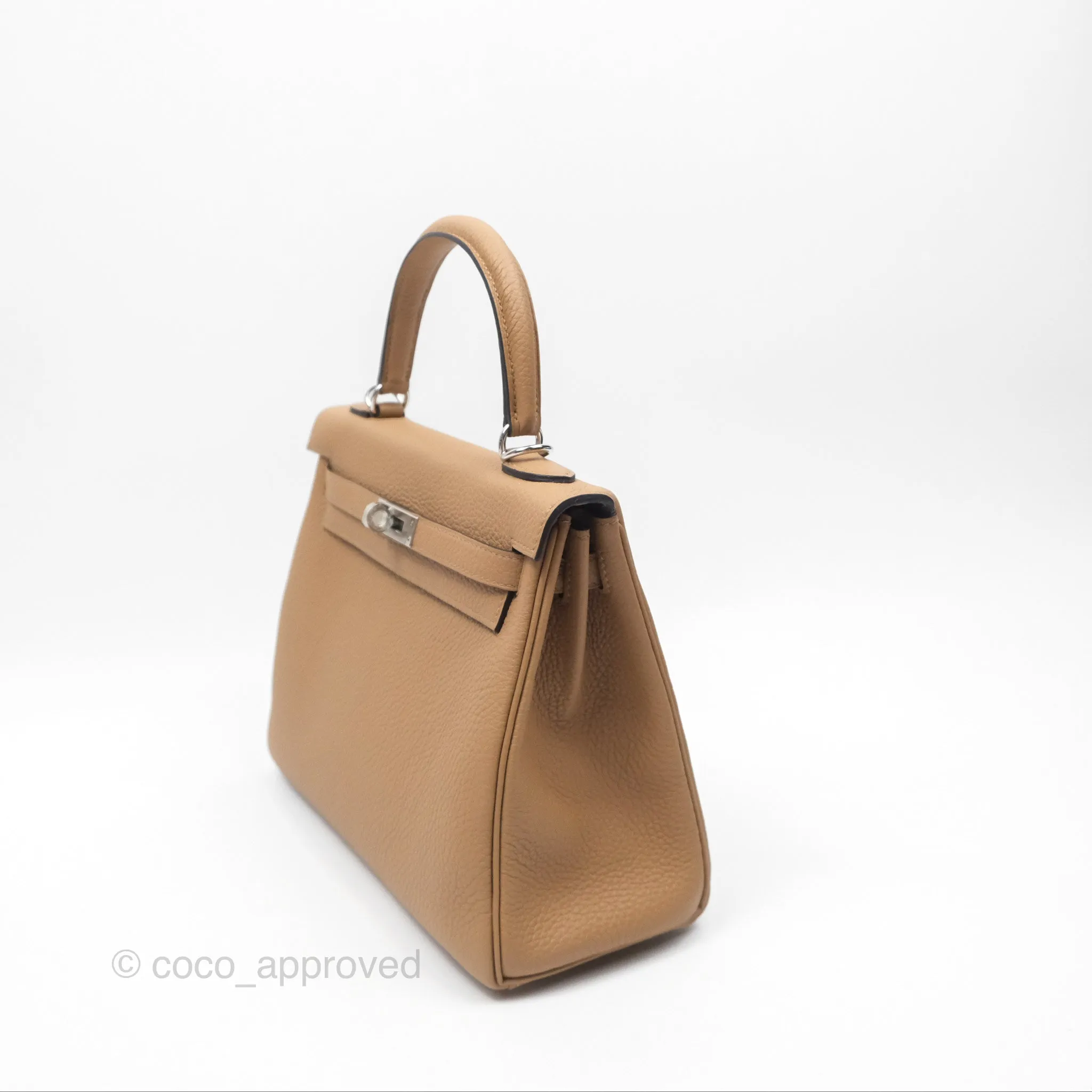 Hermes Kelly 25 Togo Chai 0M Palladium Hardware
