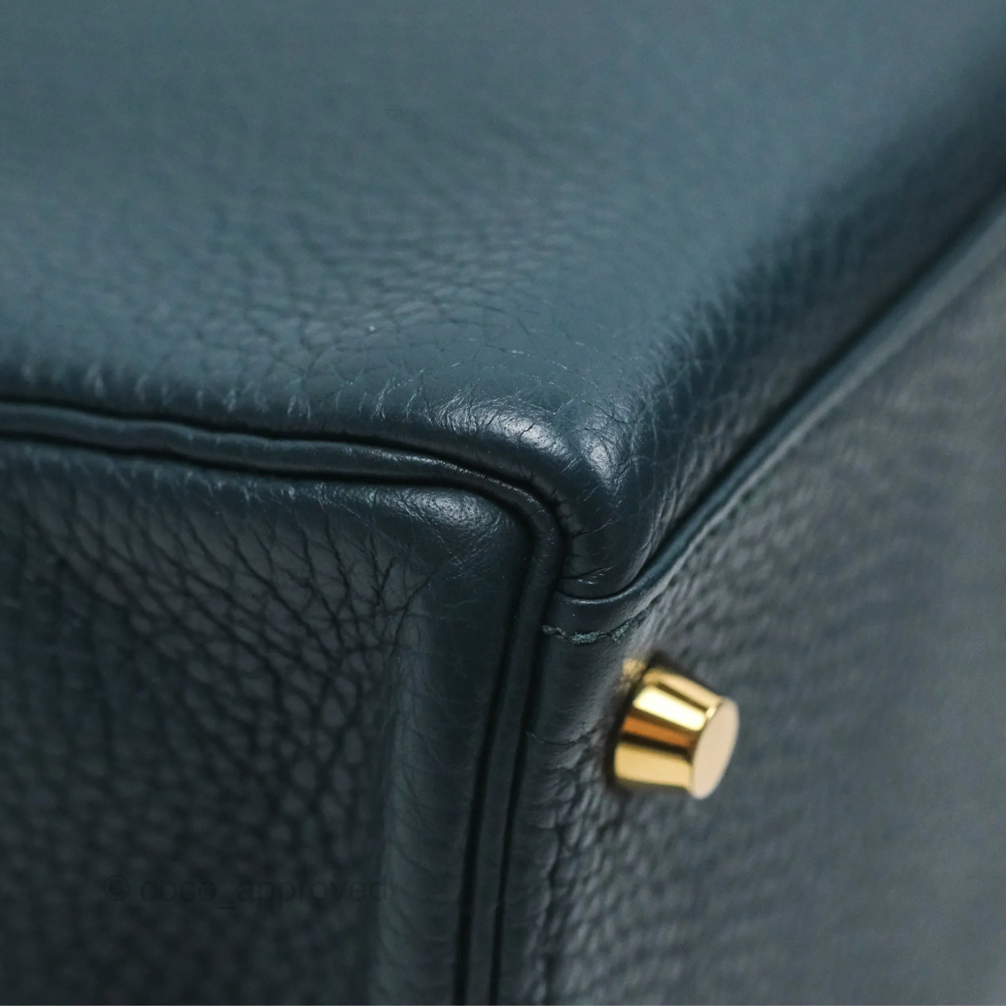 Hermes Kelly 28 Clemence Vert Cypress 6O Gold Hardware