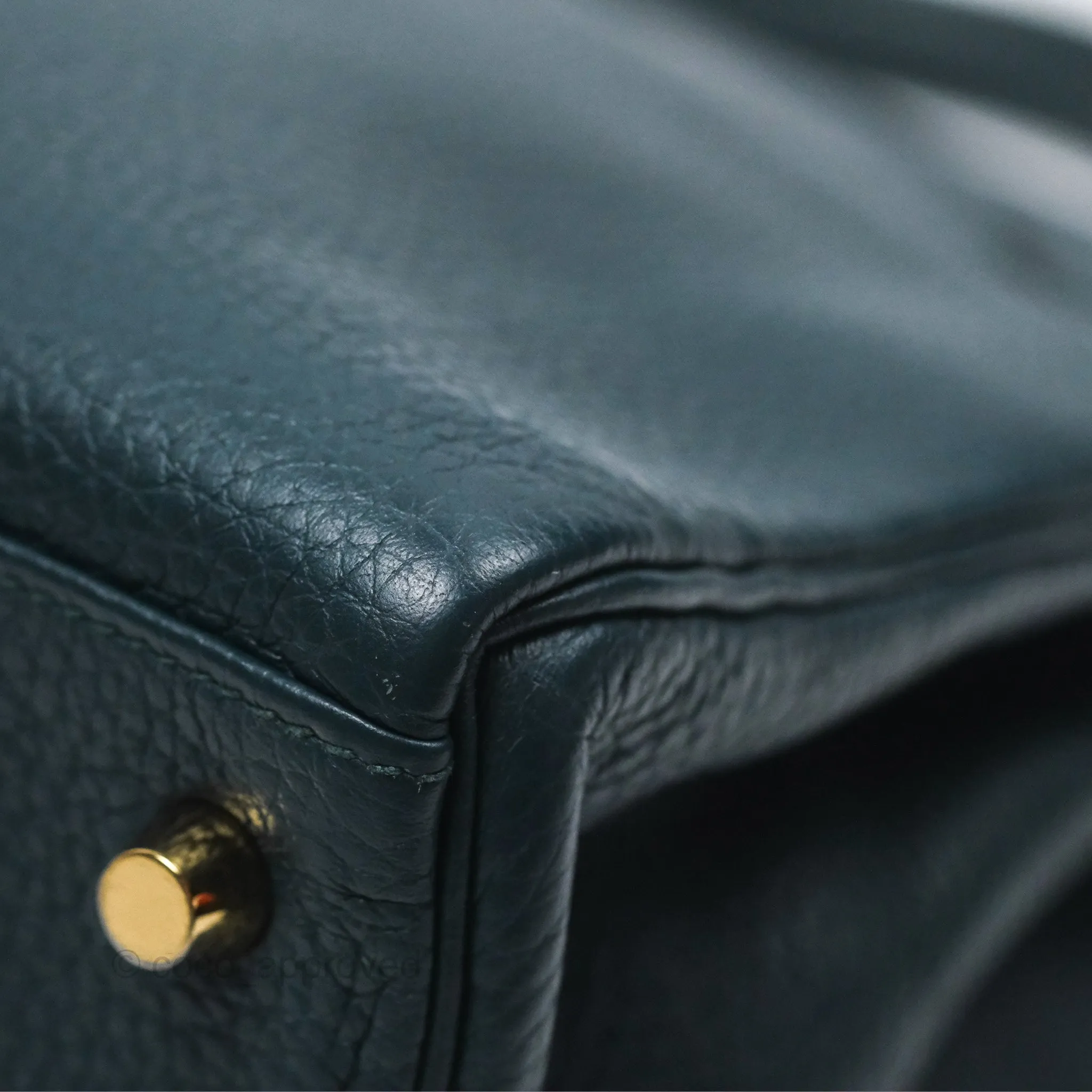 Hermes Kelly 28 Clemence Vert Cypress 6O Gold Hardware