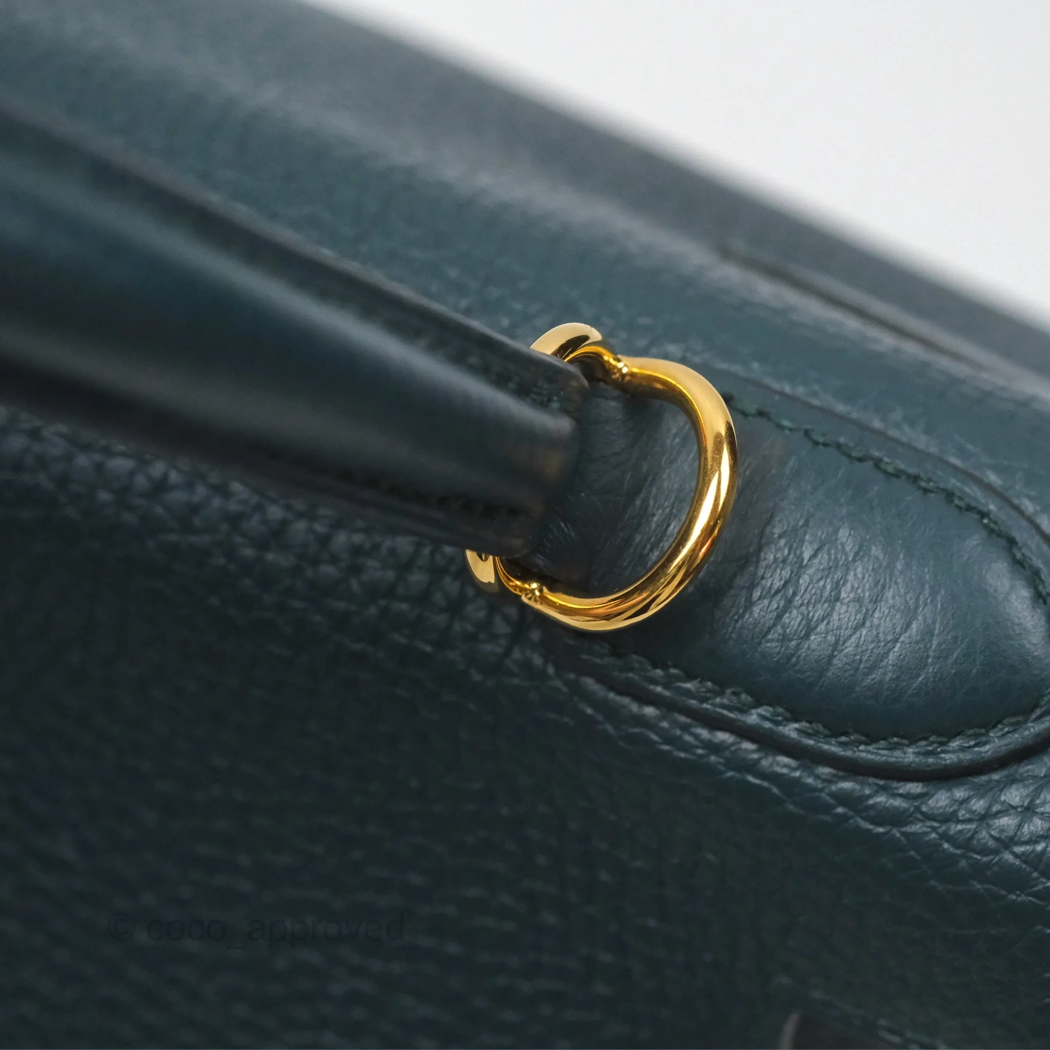 Hermes Kelly 28 Clemence Vert Cypress 6O Gold Hardware