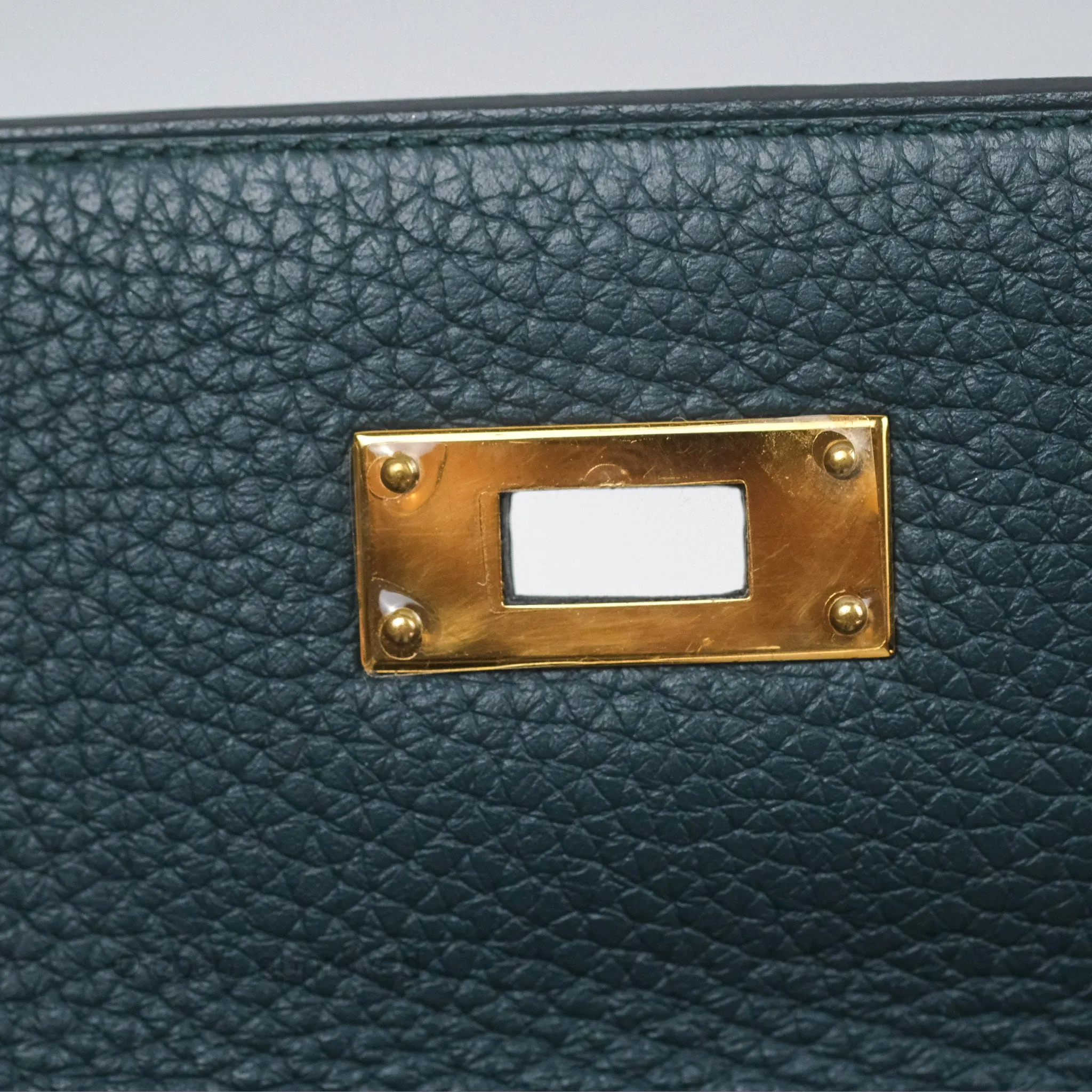 Hermes Kelly 28 Clemence Vert Cypress 6O Gold Hardware