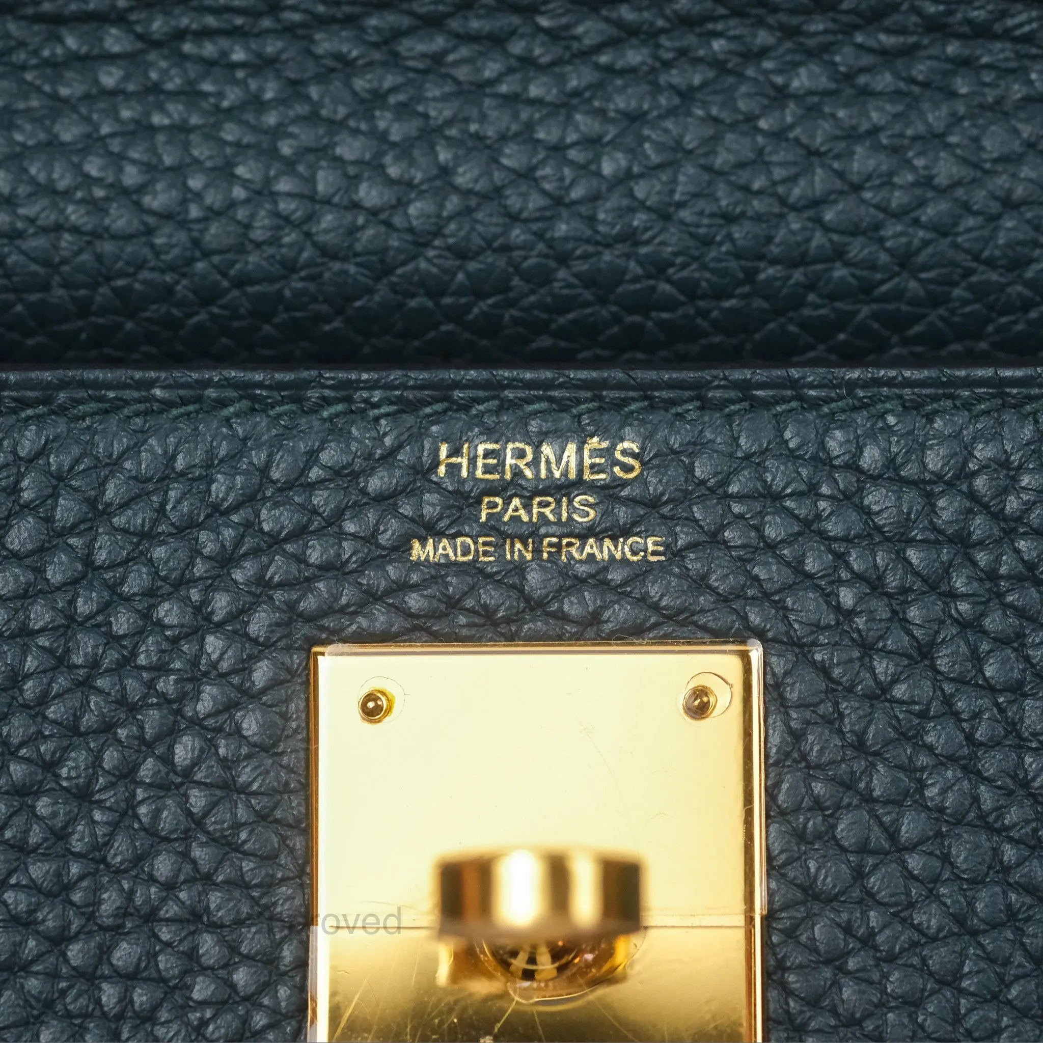 Hermes Kelly 28 Clemence Vert Cypress 6O Gold Hardware