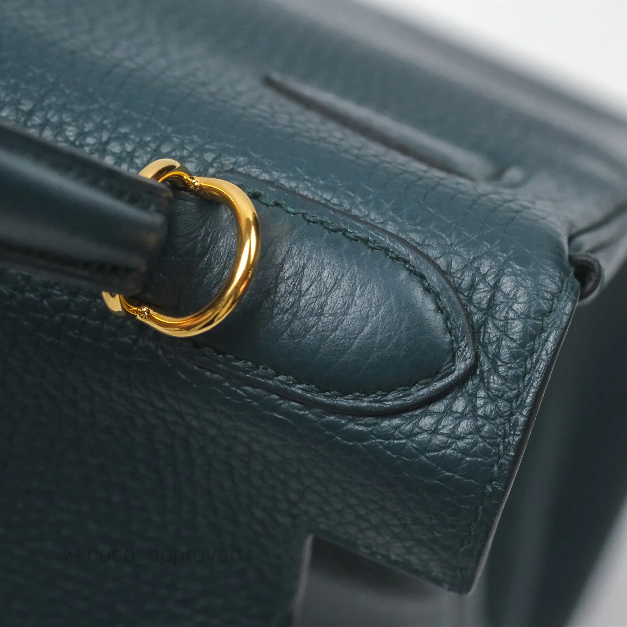 Hermes Kelly 28 Clemence Vert Cypress 6O Gold Hardware