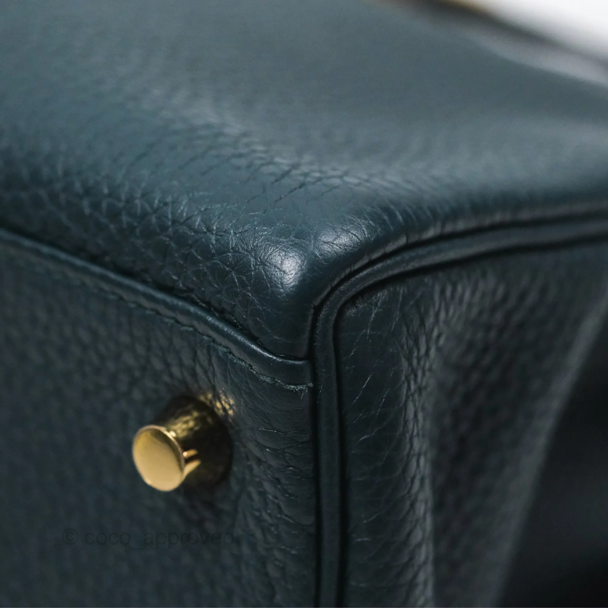 Hermes Kelly 28 Clemence Vert Cypress 6O Gold Hardware