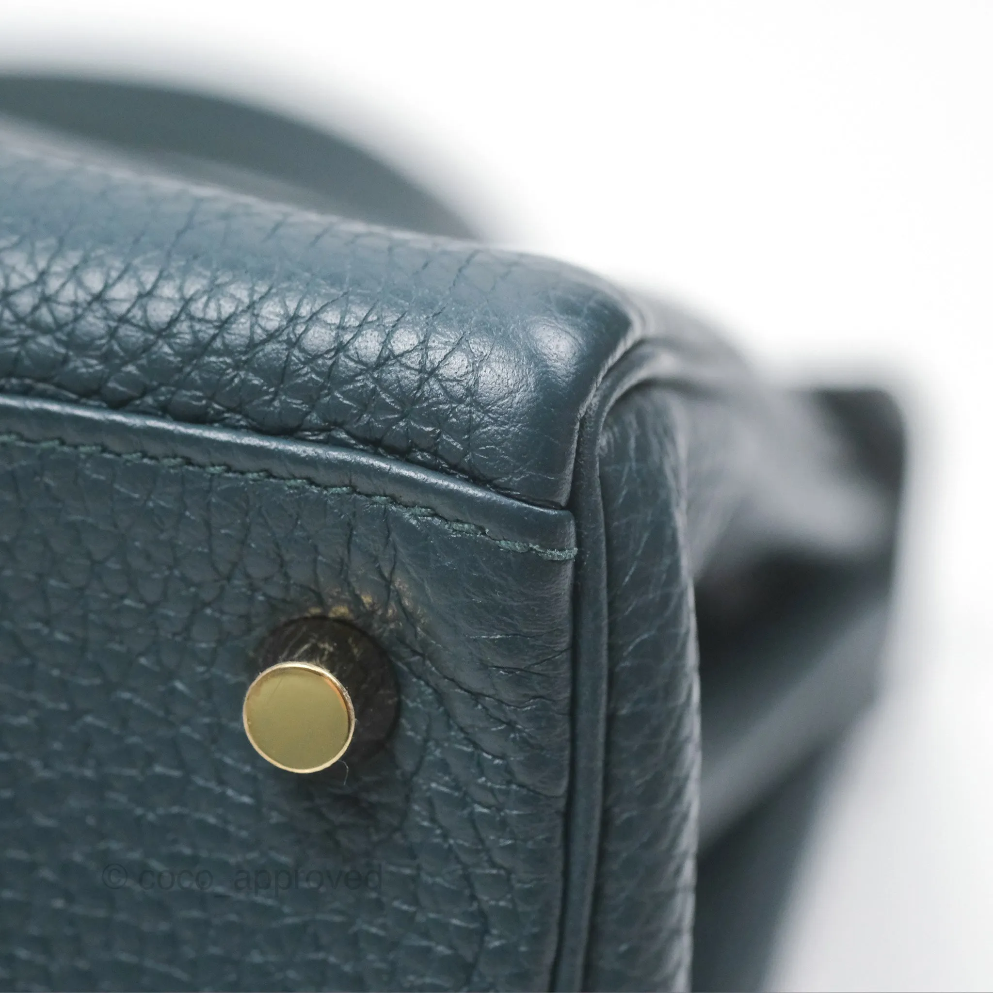 Hermes Kelly 28 Clemence Vert Cypress 6O Gold Hardware