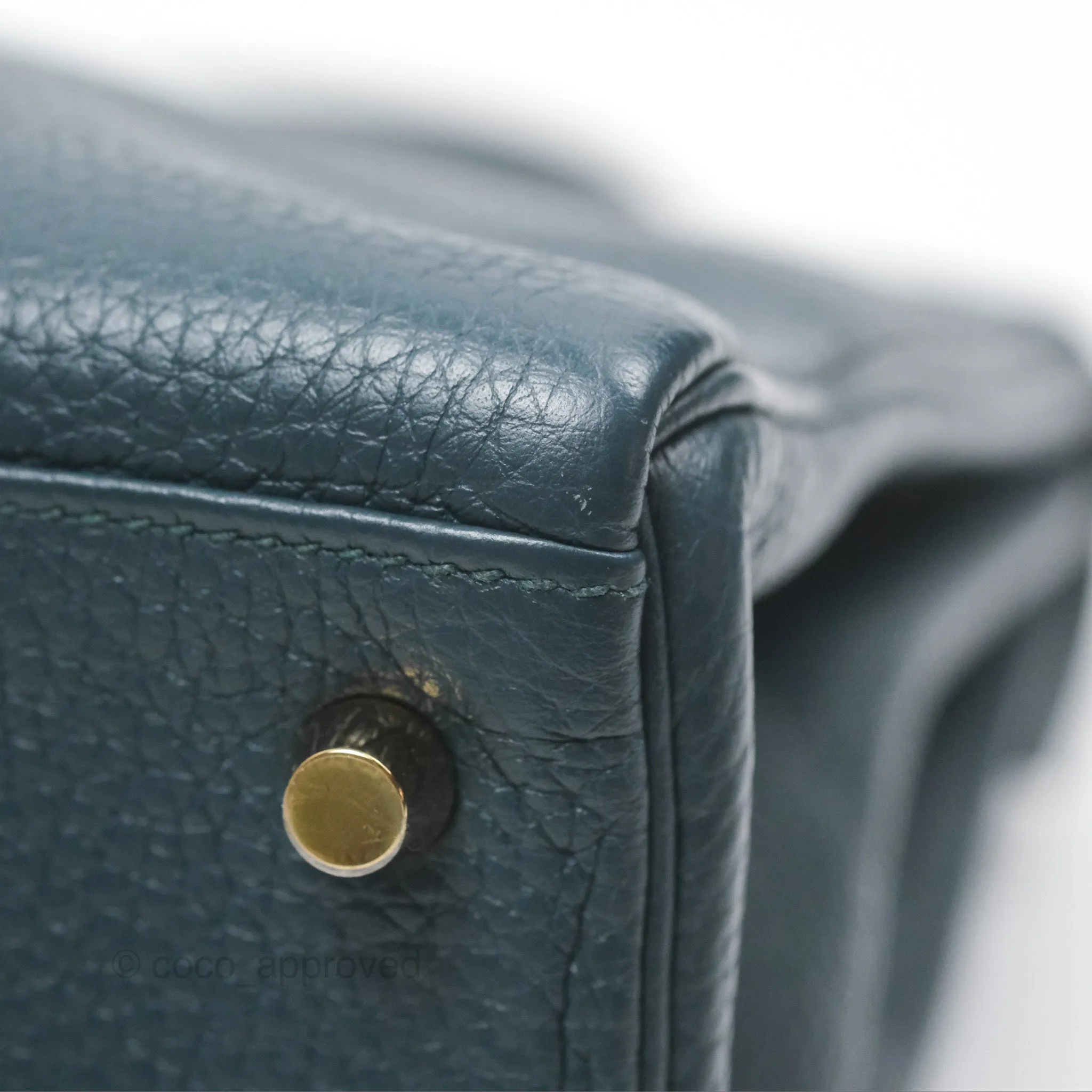 Hermes Kelly 28 Clemence Vert Cypress 6O Gold Hardware