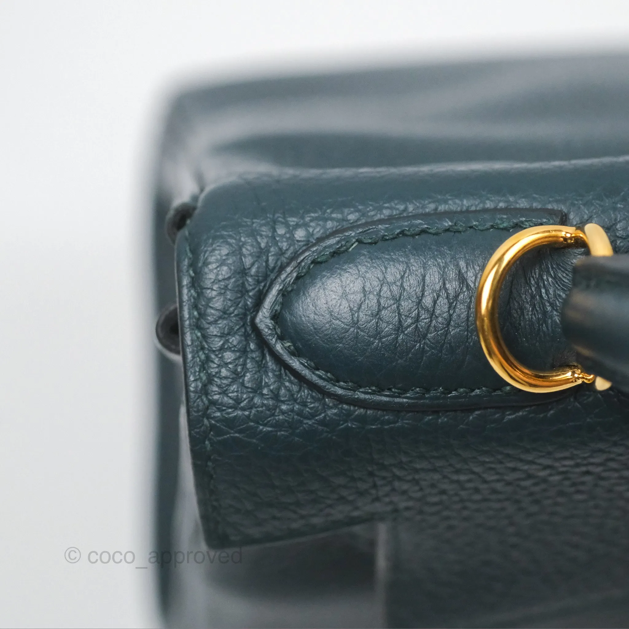 Hermes Kelly 28 Clemence Vert Cypress 6O Gold Hardware