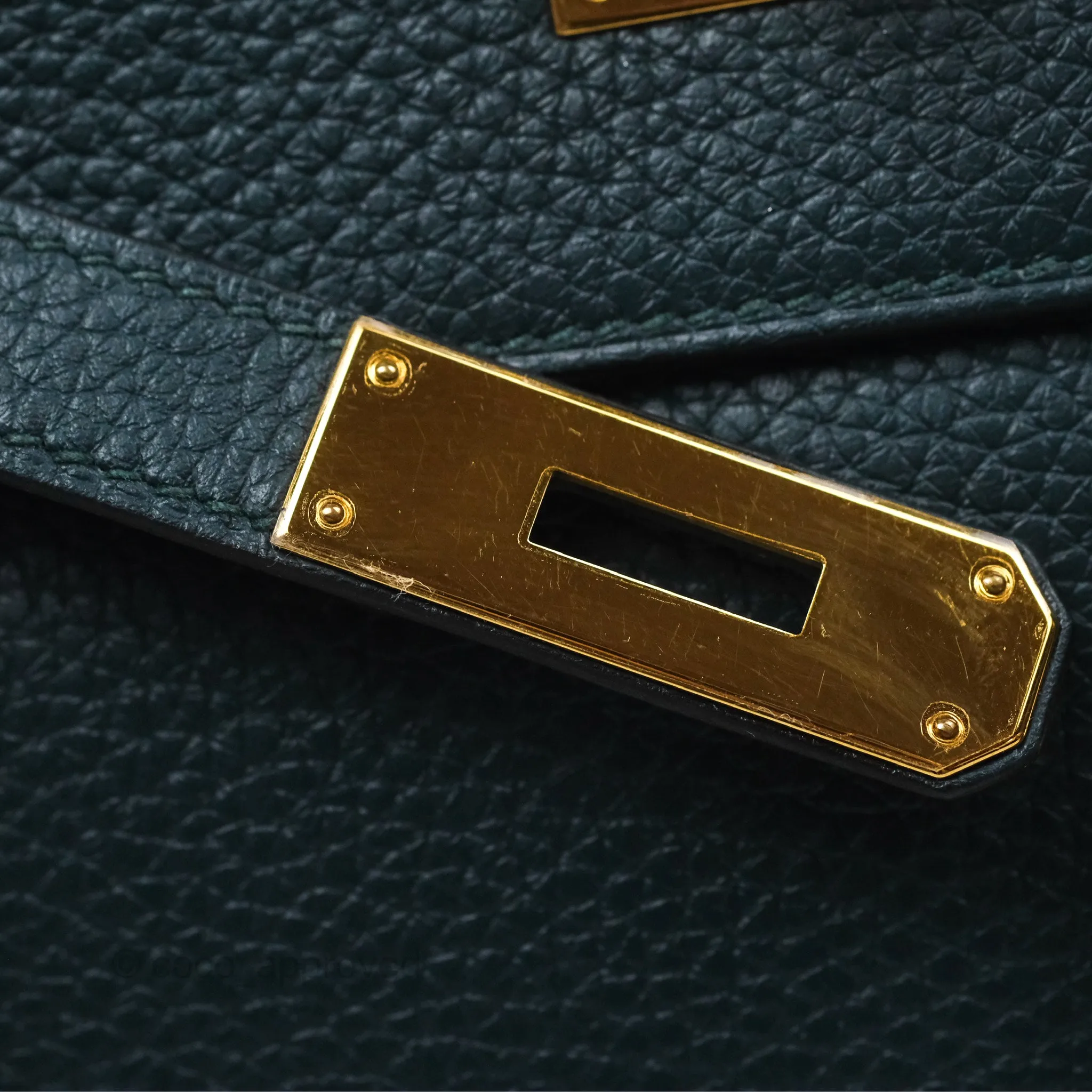 Hermes Kelly 28 Clemence Vert Cypress 6O Gold Hardware