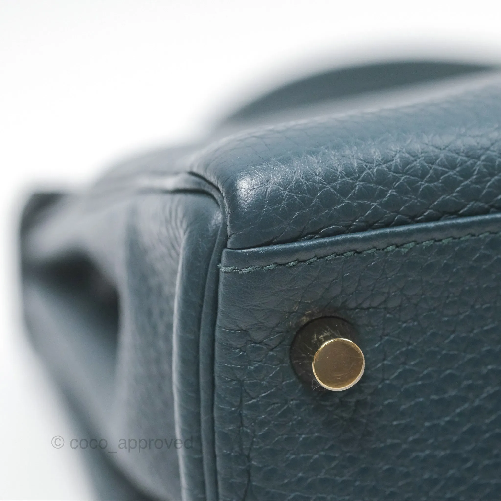 Hermes Kelly 28 Clemence Vert Cypress 6O Gold Hardware