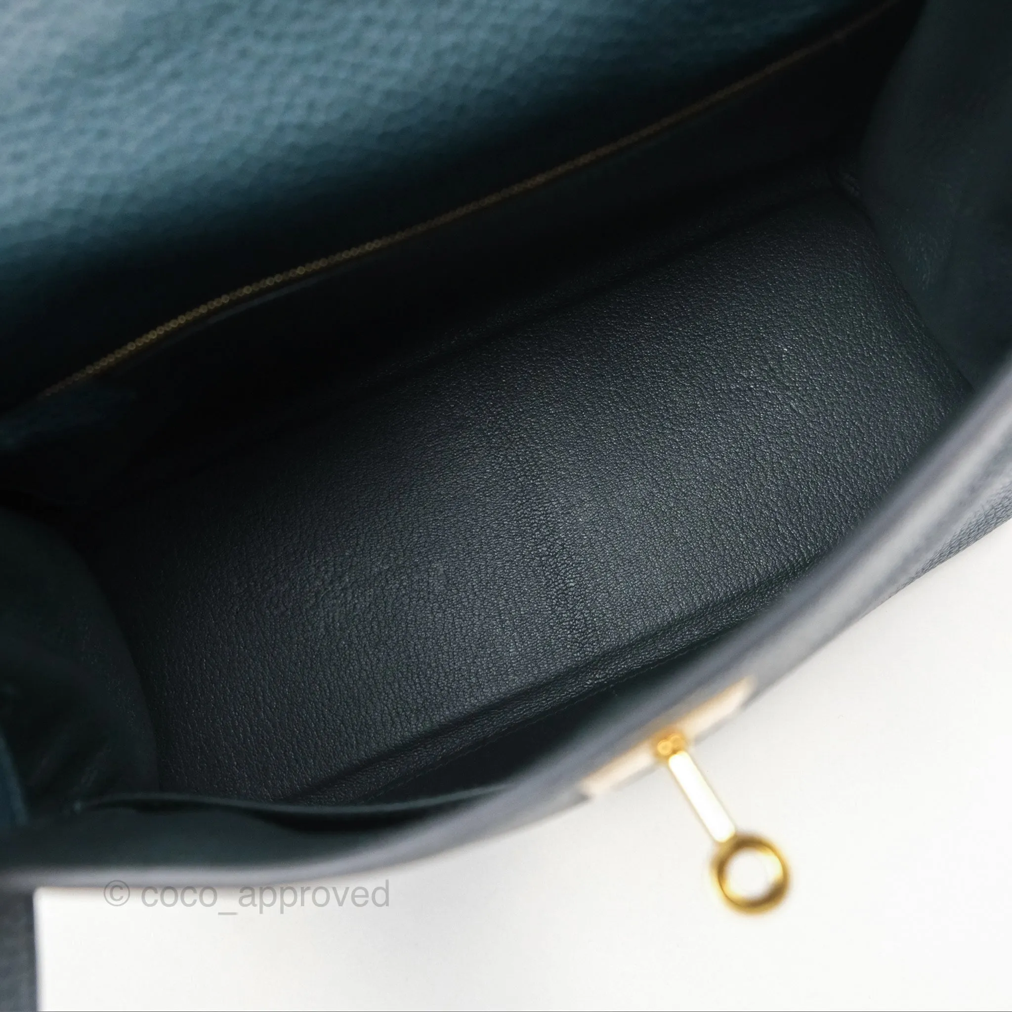 Hermes Kelly 28 Clemence Vert Cypress 6O Gold Hardware